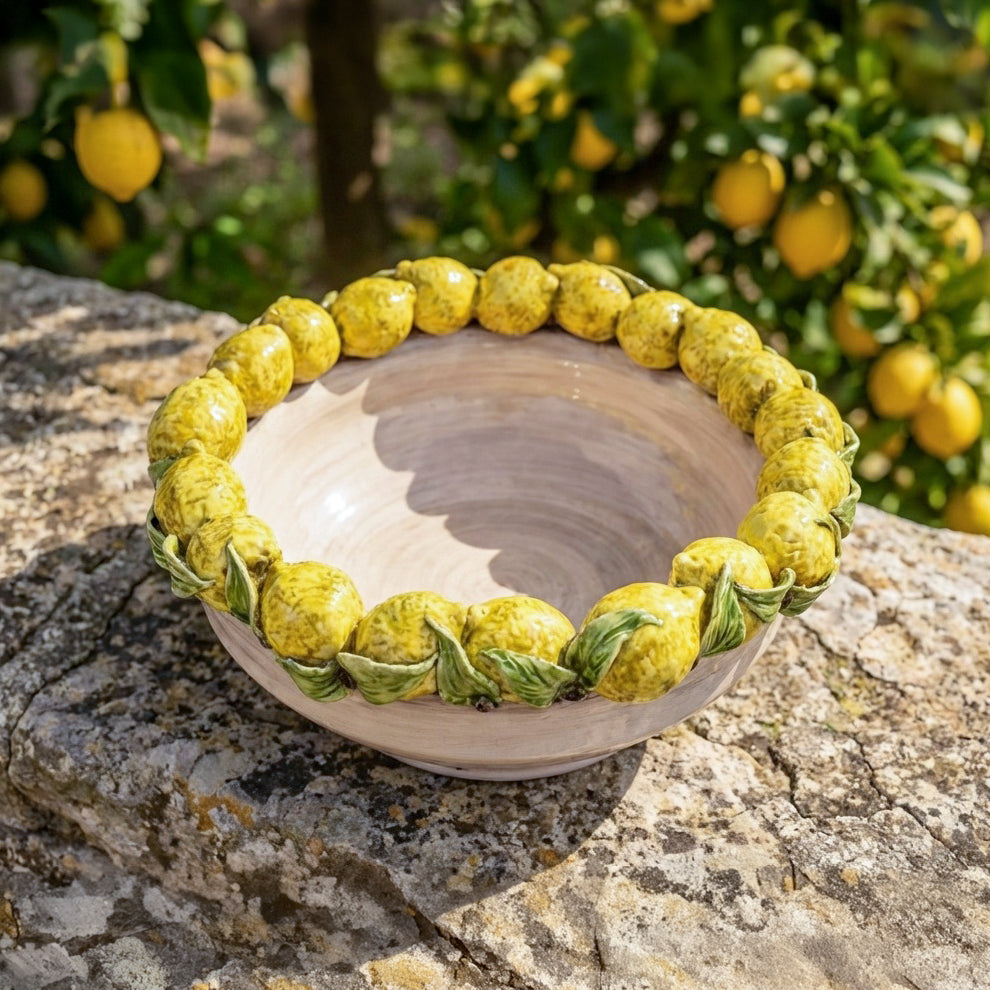 Centerpiece with Sicilian Lemons Ø 38 colored mother of pearl
