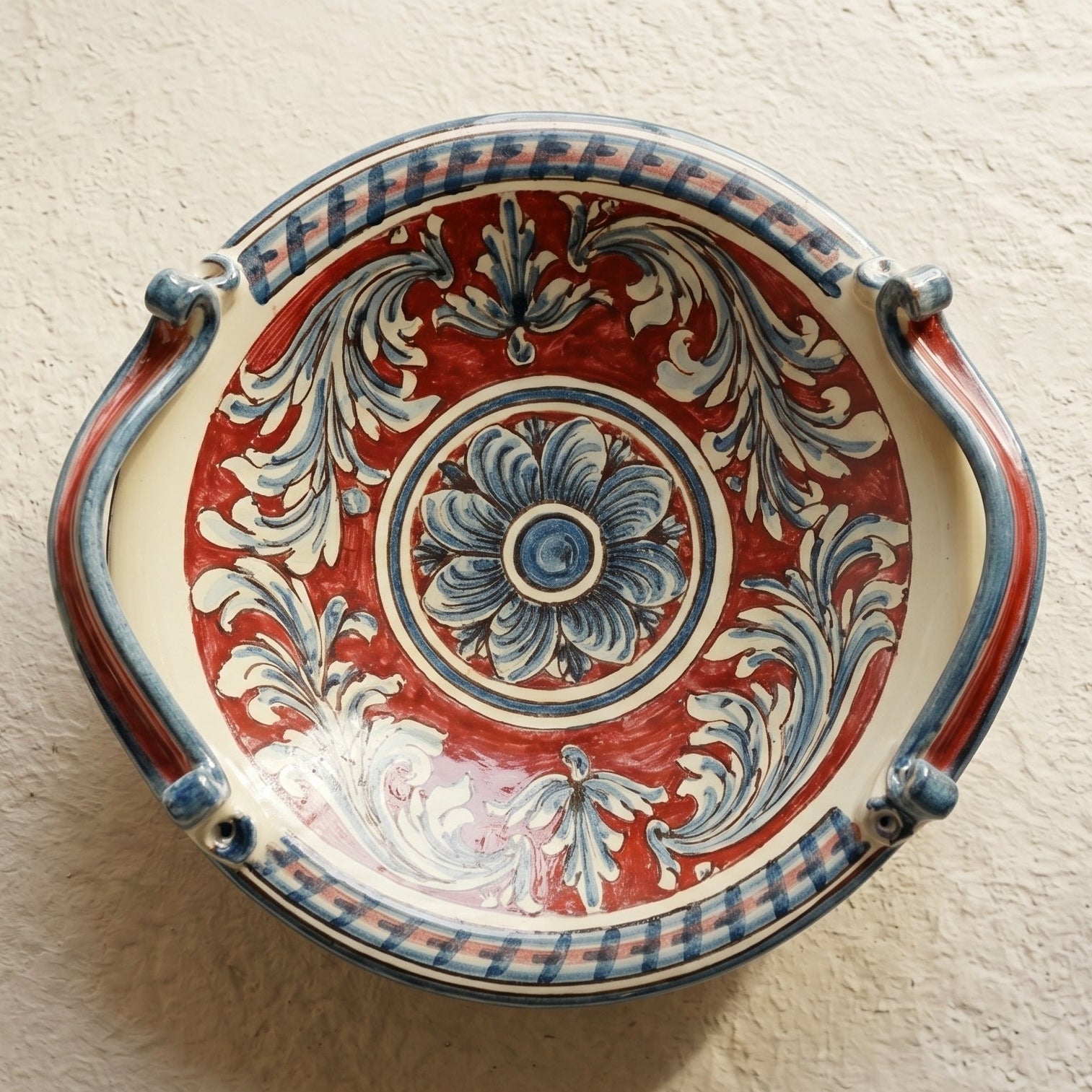 Sicilian Ceramic Centerpiece, Bordeaux – Italian ceramic from Caltagirone, Sicily