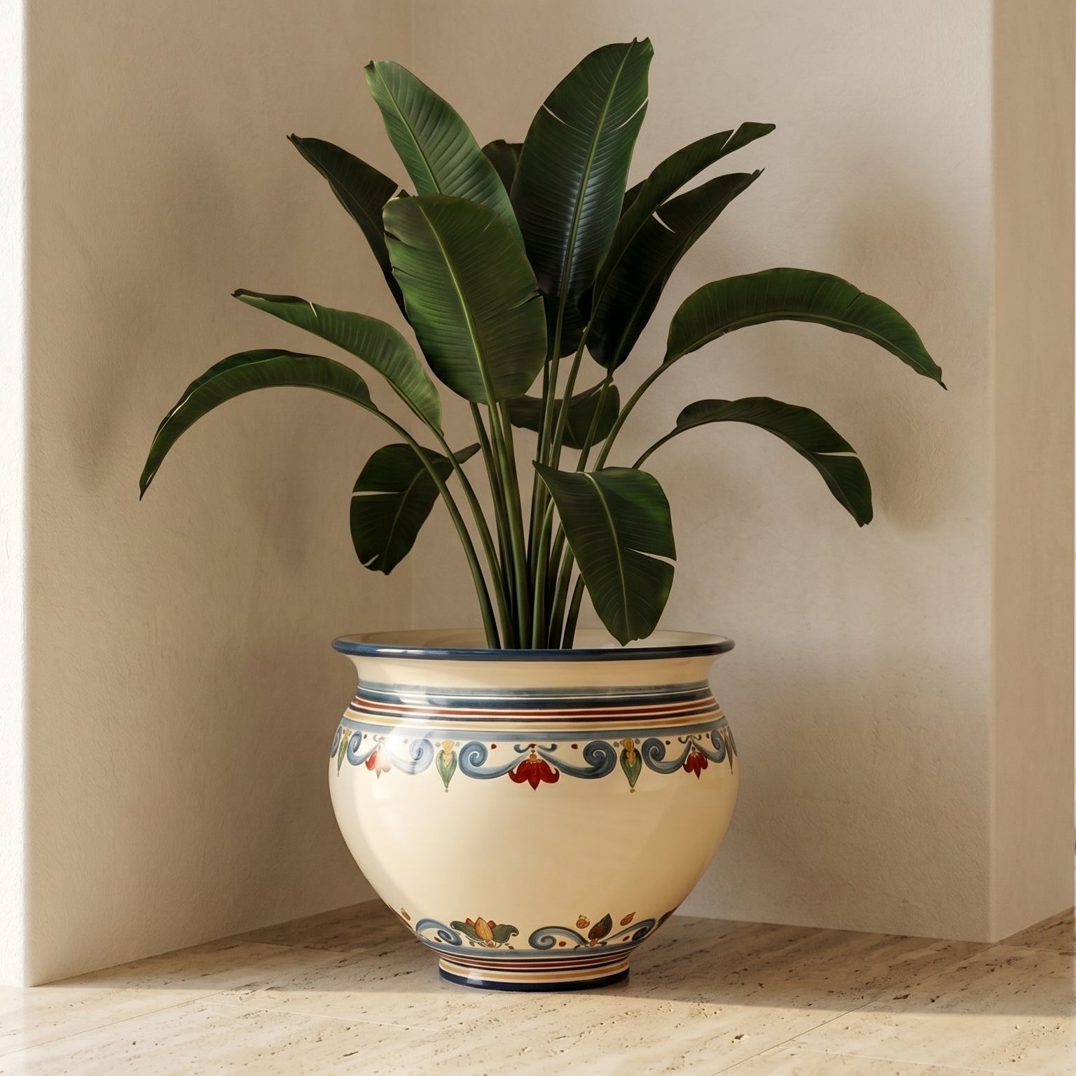 Italian Decorative Cachepot, Decoro Sicily – Italian ceramic from Caltagirone, Sicily