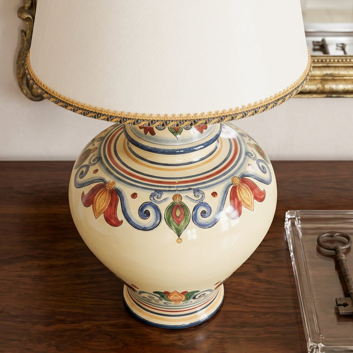 Potiche Table Lamp H 35 cm / 13¾" in Caltagirone Ceramic — Decoro Sicily