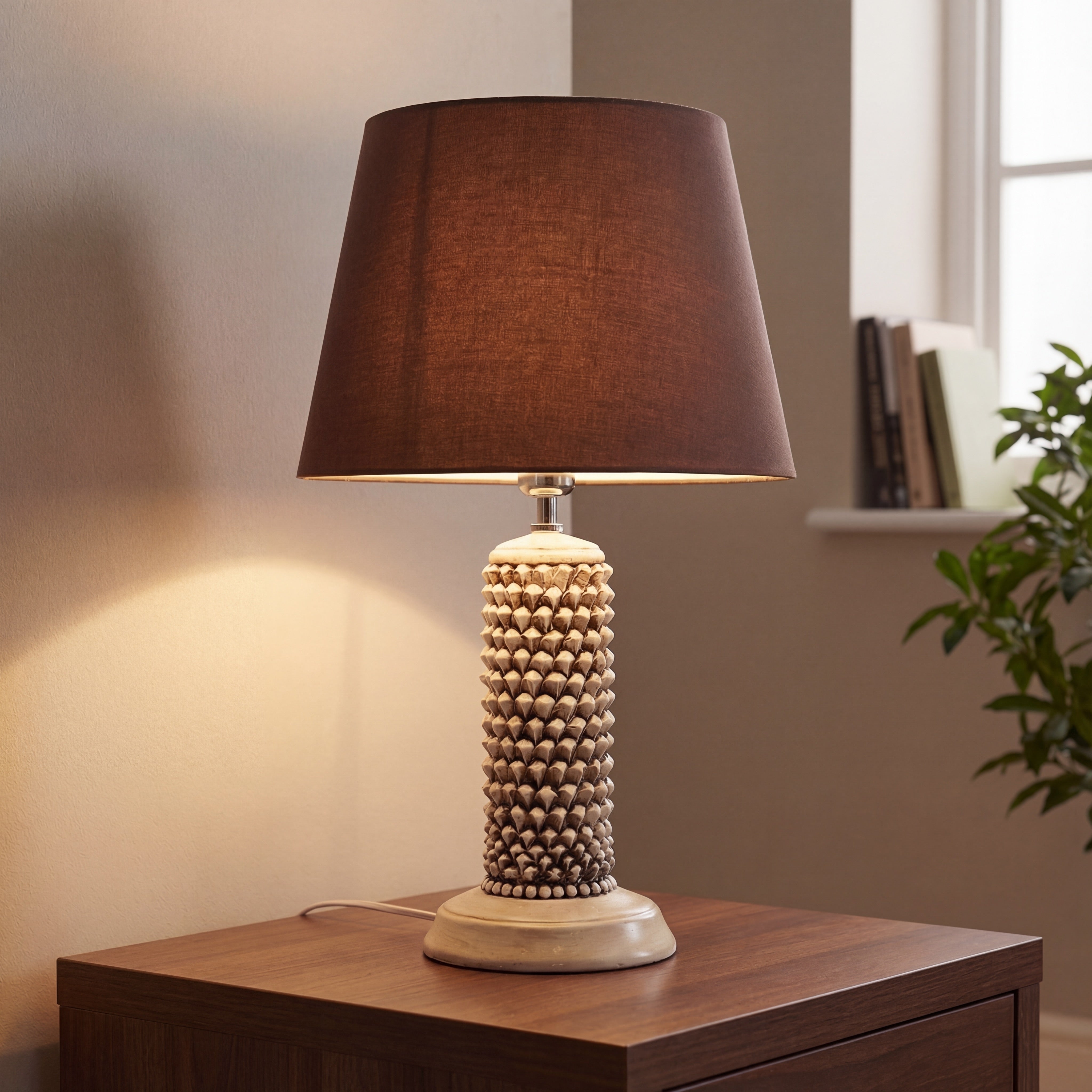 Lume pigna cilindro h 60 Madreperla Antichizzato in ceramica di Caltagirone