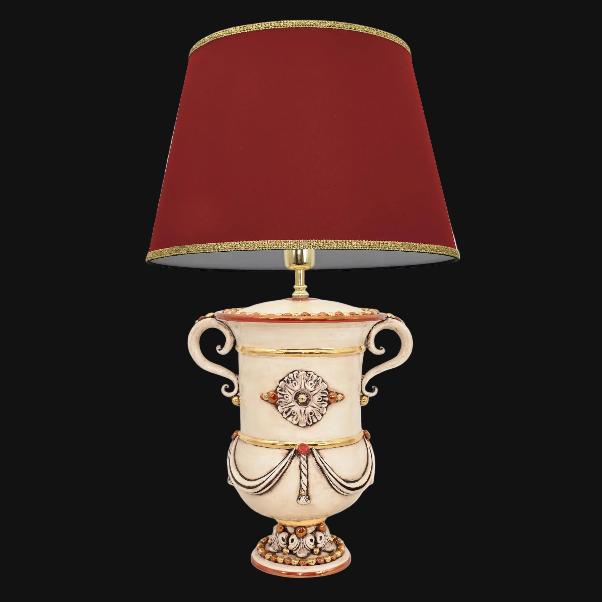 Italian Ceramic Lamp H 31 cm / 12.2", Mother of Pearl – Italian ceramic from Caltagirone, Sicily