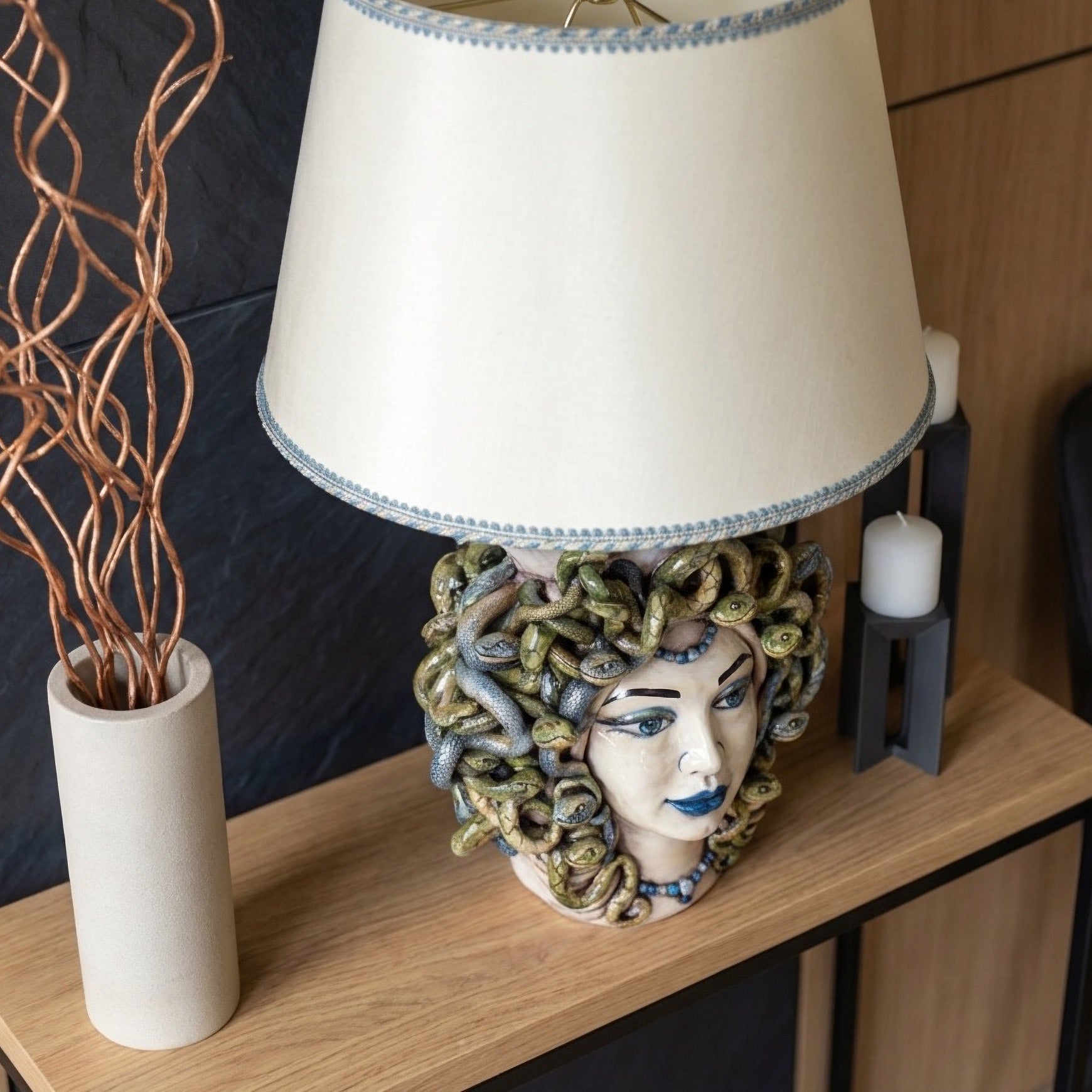 Medusa Head Vase H 65 cm / 25.6", Woman – Testa di Moro from Caltagirone, Sicily