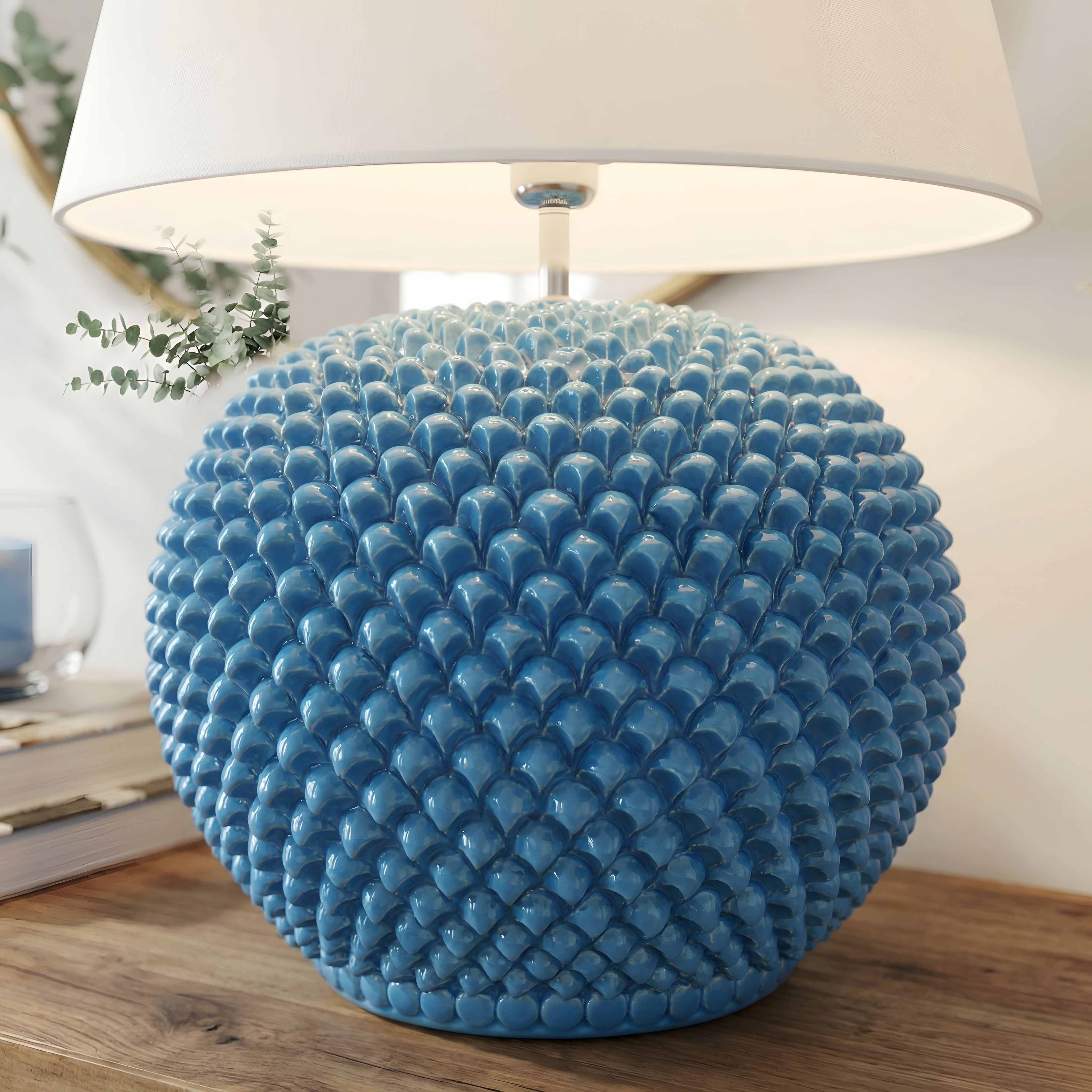 Italian Ceramic Lamp, Turquoise – Caltagirone Ceramic – Italian ceramic lamp tradition