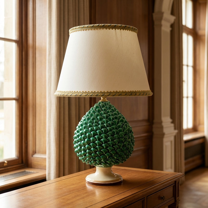 Ornamental pine cone light in ceramics of Caltagirone - Artistic ceramics Sofia