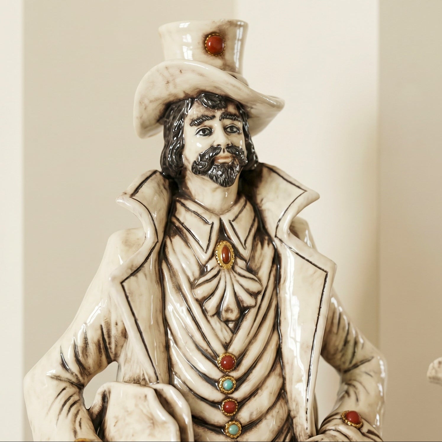 Sicilian Figurative Lamp Man Large H 40 cm / 15.7", Man, Mother of Pearl – Italian ceramic from Caltagirone, Sicily