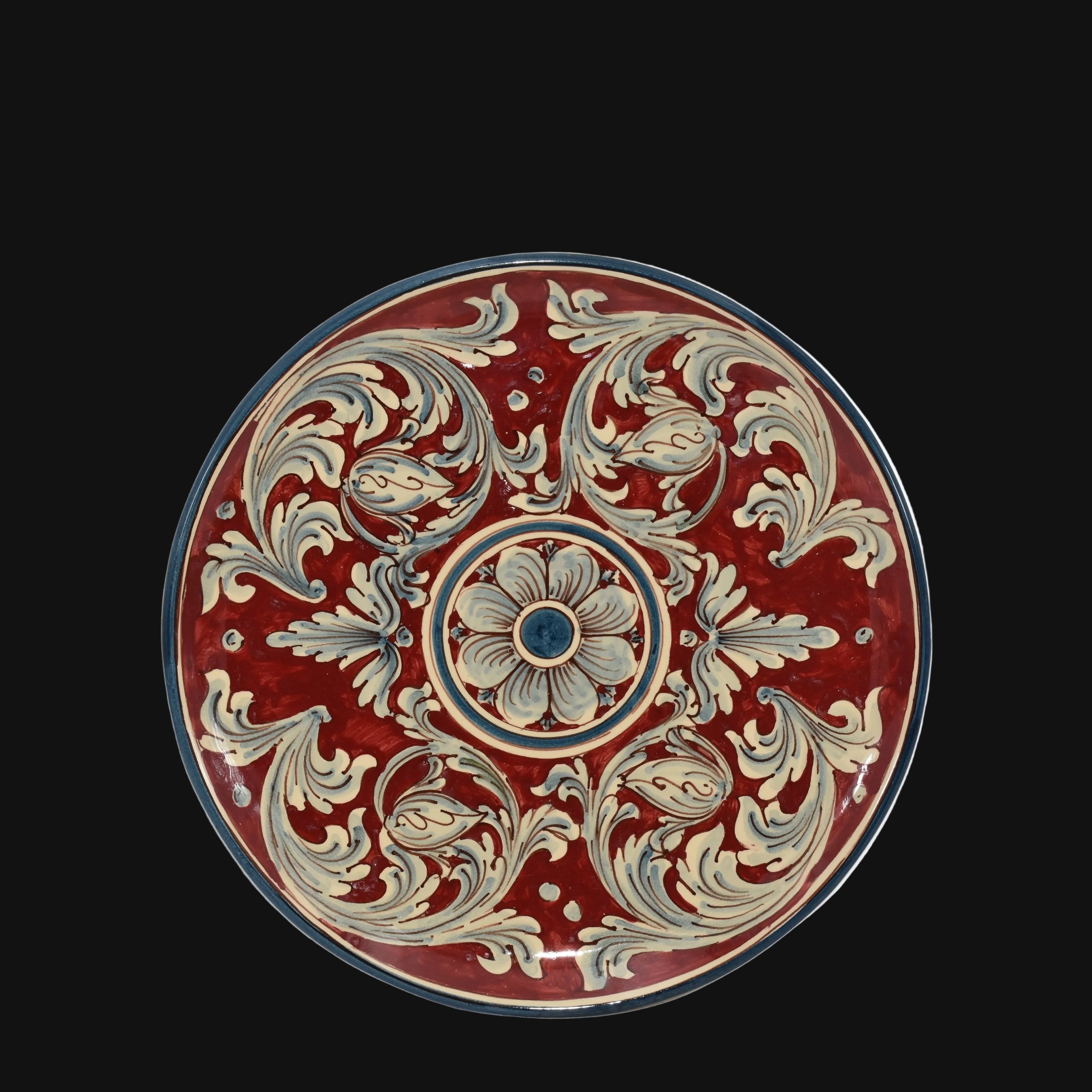 Sicilian Decorative Wall Plate, Bordeaux – Caltagirone Ceramic – Sicilian artisan tradition