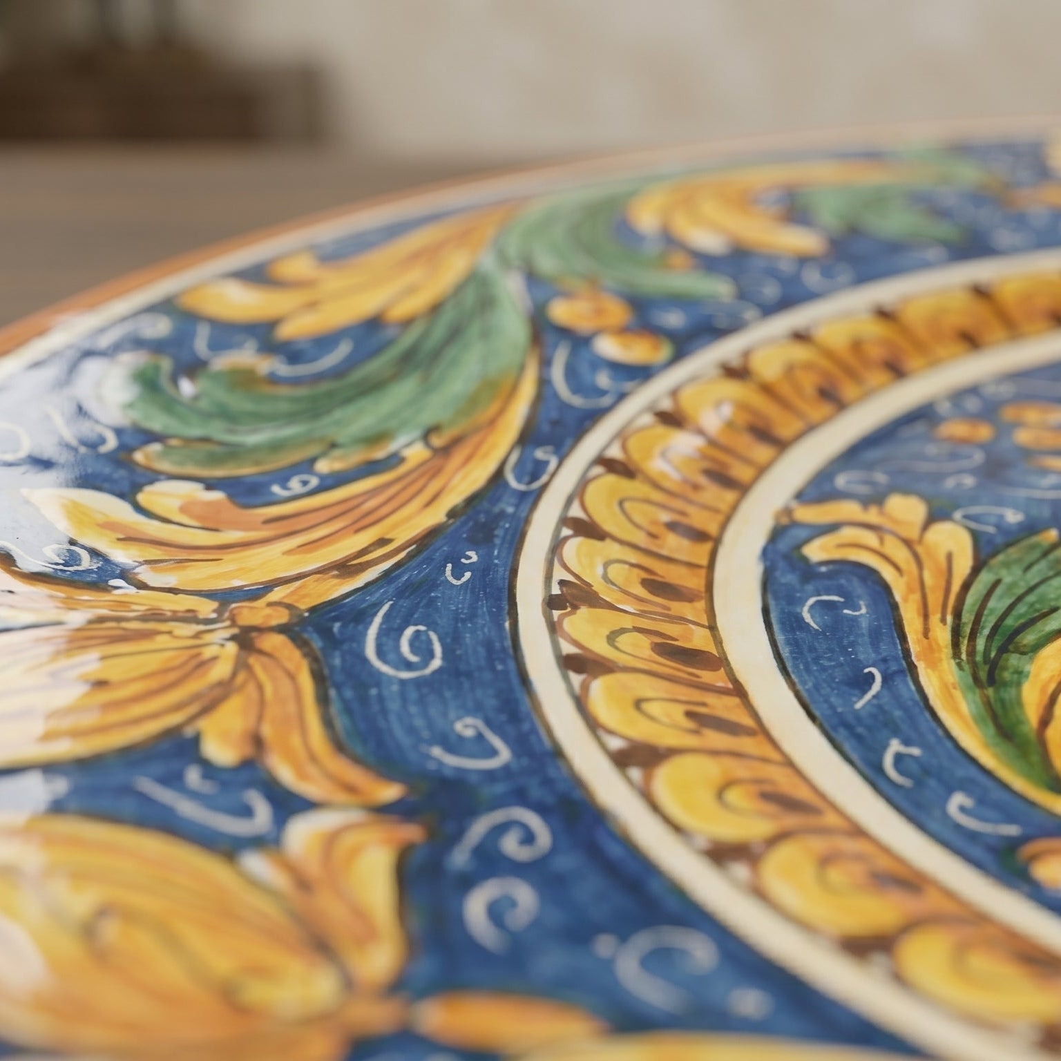 Caltagirone Ceramic Trinacria Plate — Ornato Calatino