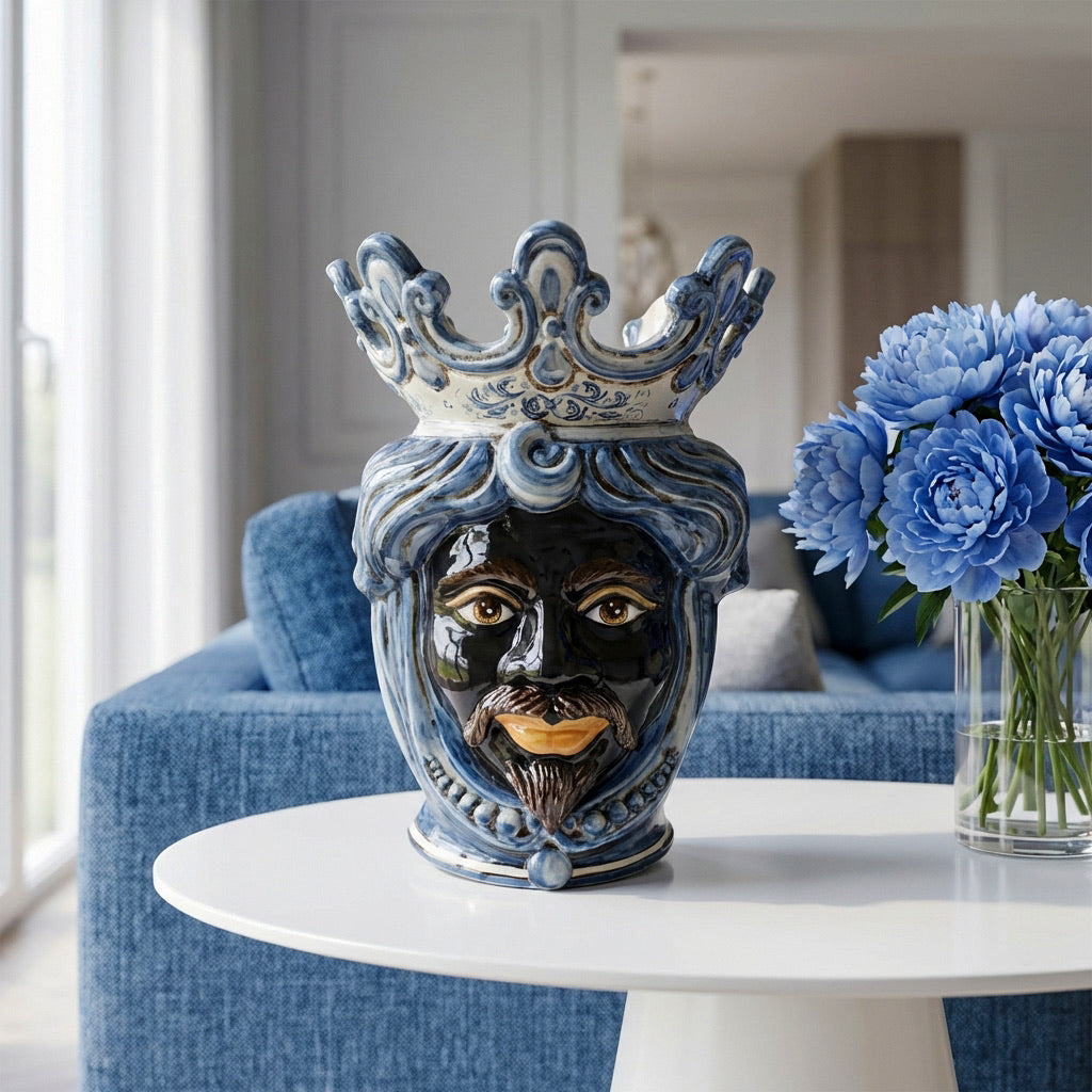 Head h 40 w/mono dark blue male beads