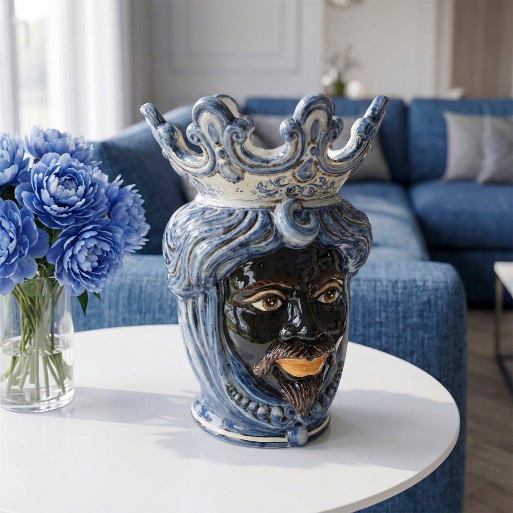 Head h 40 w/mono dark blue male beads