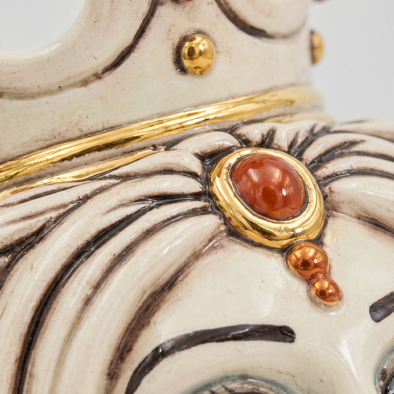 Moor's Head Vase with Turban H 25 cm / 9.8", Woman, Mother of Pearl – Testa di Moro from Caltagirone, Sicily