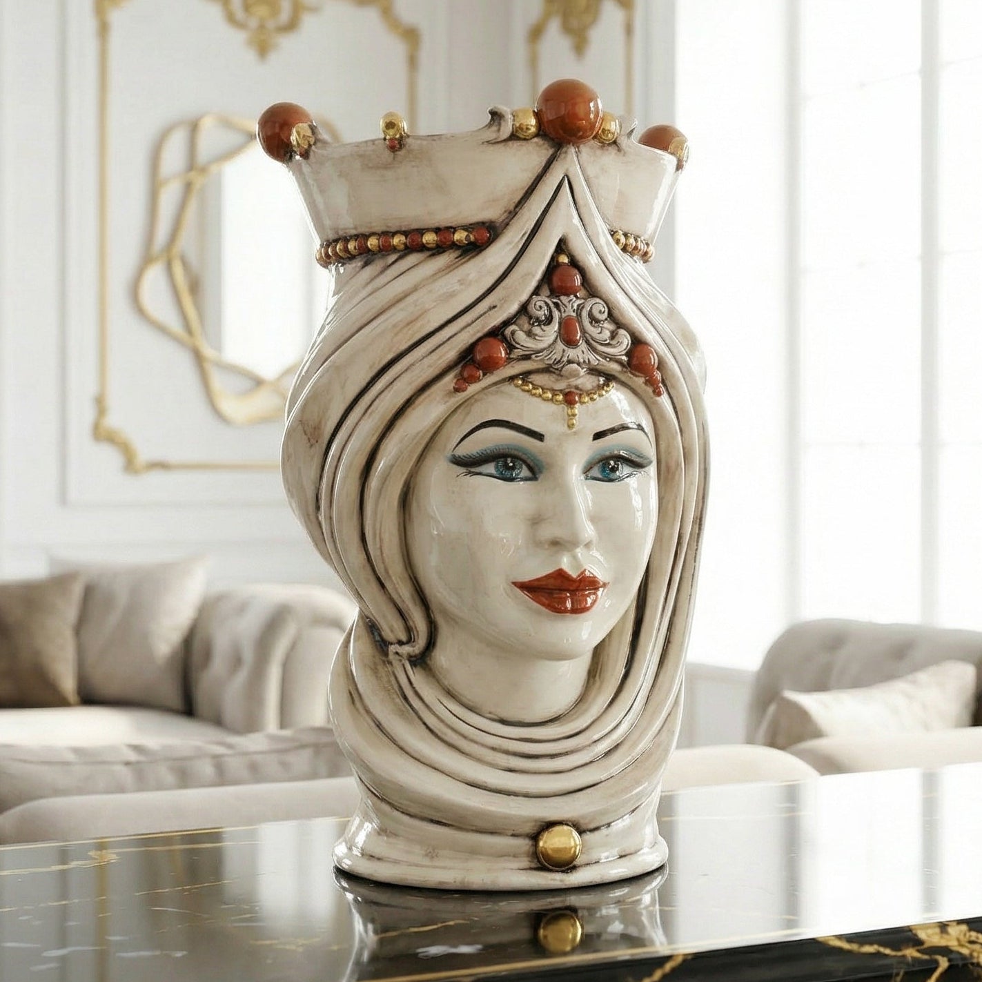 Modern Sicilian ceramic "Moor's head" from Caltagirone