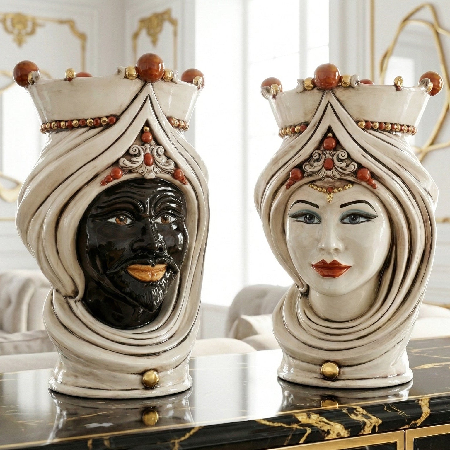 Modern Sicilian ceramic "Moor's head" from Caltagirone