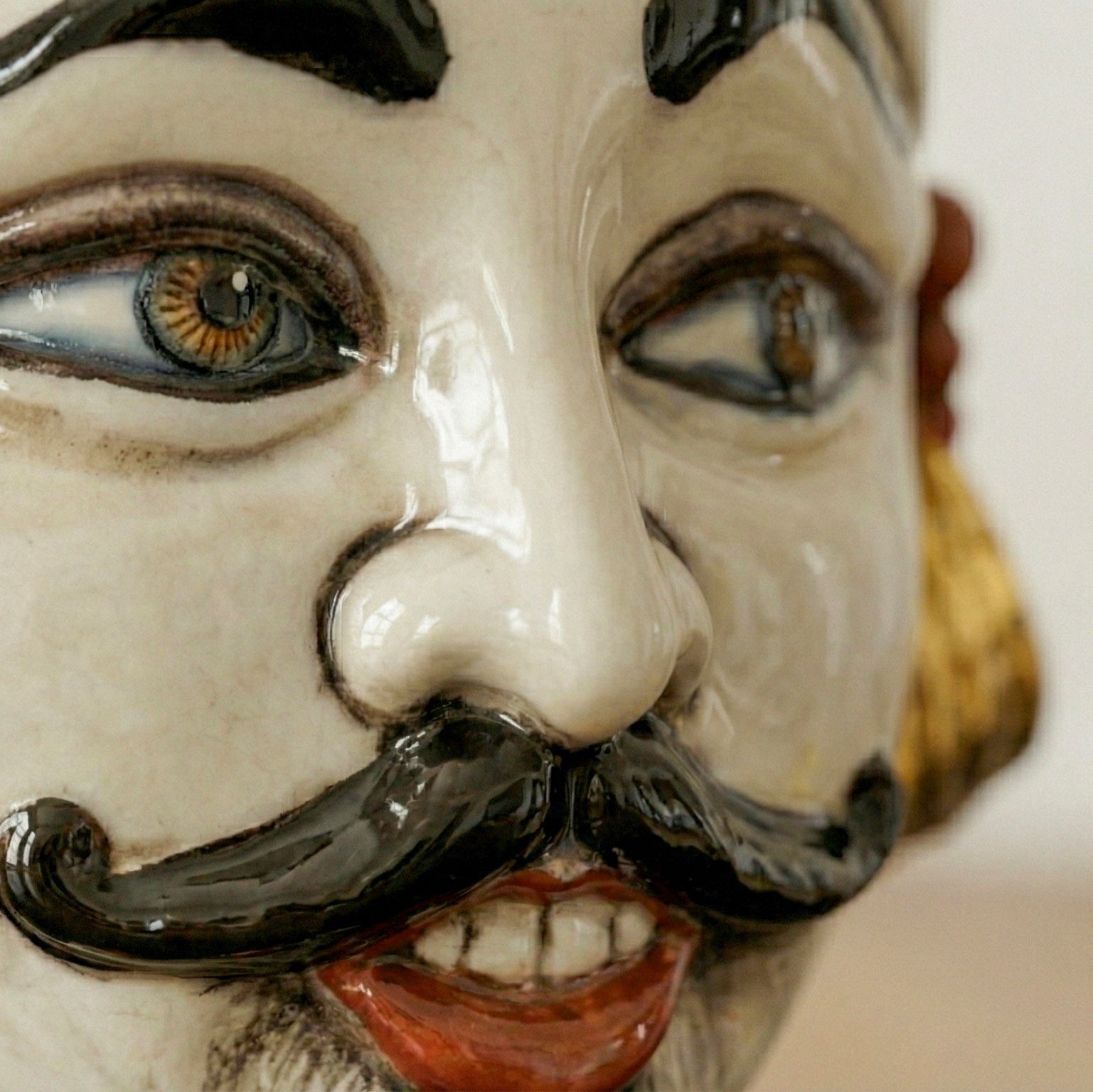 Aisha Sicilian Moor's Head H 25 cm / 9.8", Man, Antique Mother of Pearl – Testa di Moro from Caltagirone, Sicily