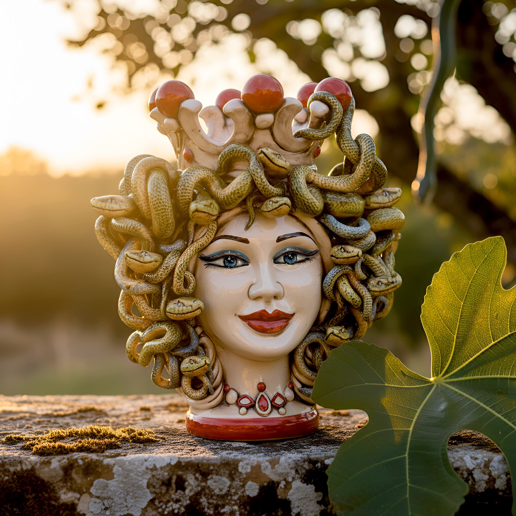 Head h 25 turban jellyfish mother of pearl colored red beads