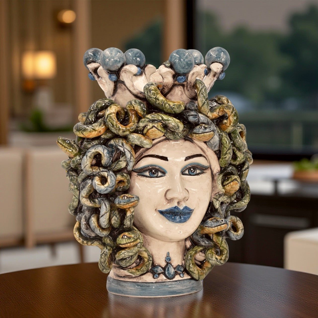 Head h 25 turban jellyfish mother of pearl colored blue beads