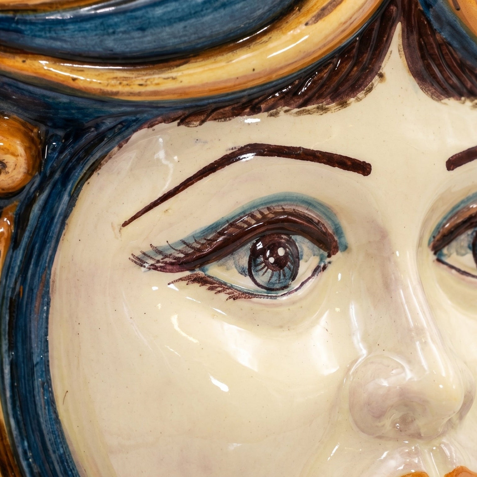 Sicilian Ceramic Ottoman, Blue and Orange – Caltagirone Ceramic – Sicilian artisan tradition