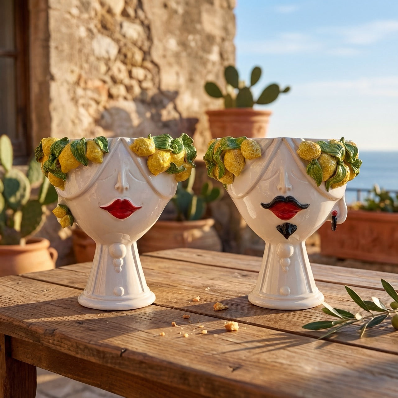 Testa di Moro con limoni "Zahira" uomo | White and Lemon 30 cm