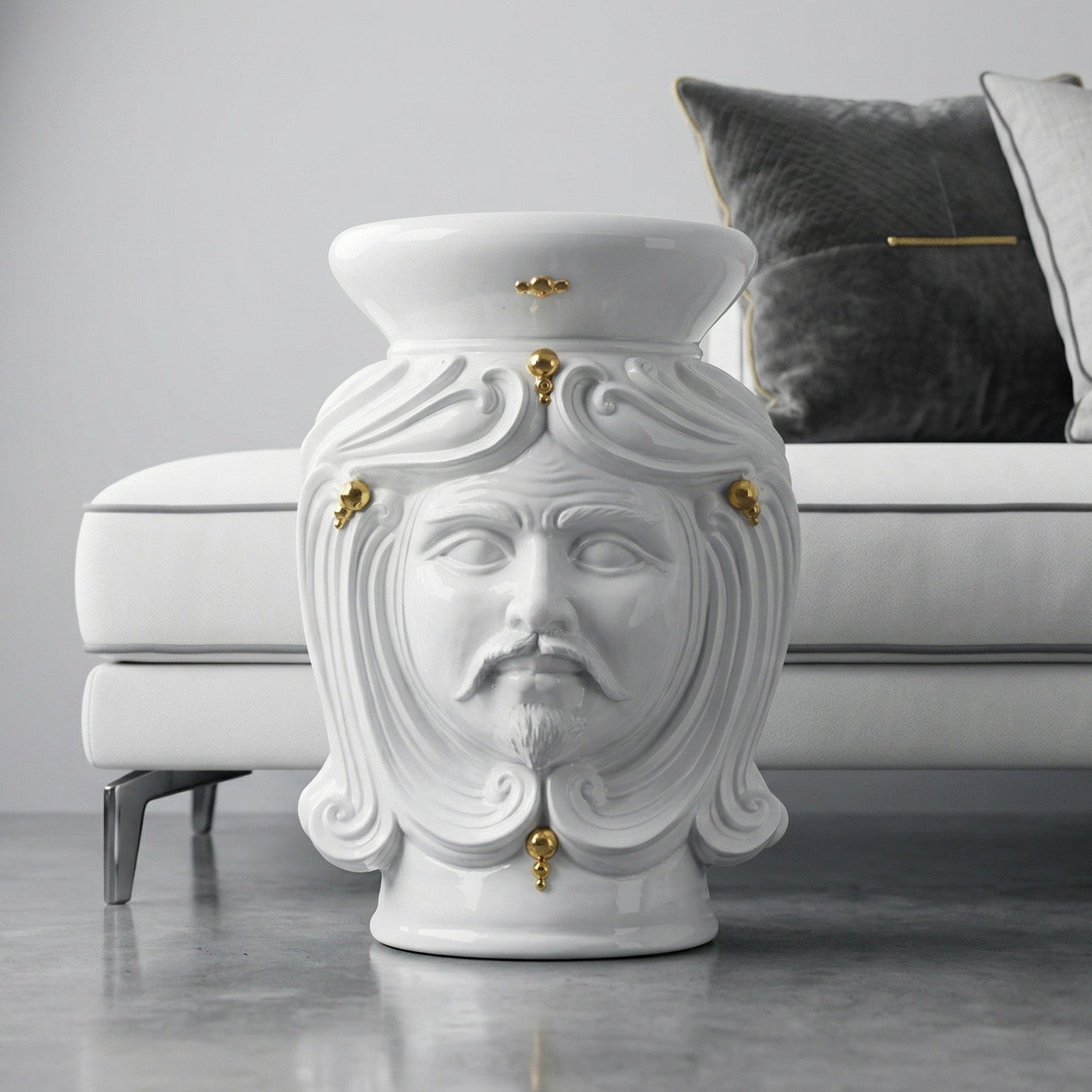 Sicilian Ceramic Ottoman – Caltagirone Ceramic – Sicilian artisan tradition