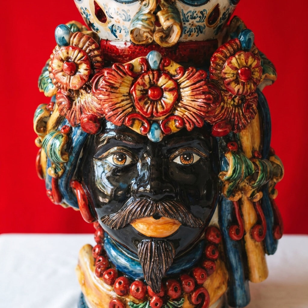Head h 50 w/turban Sicilian decoration dark male