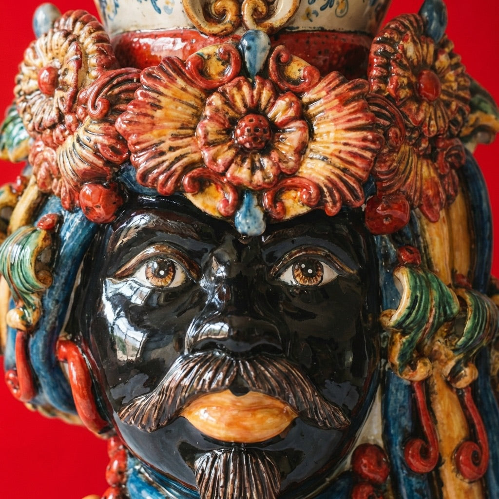 Head h 50 w/turban Sicilian decoration dark male