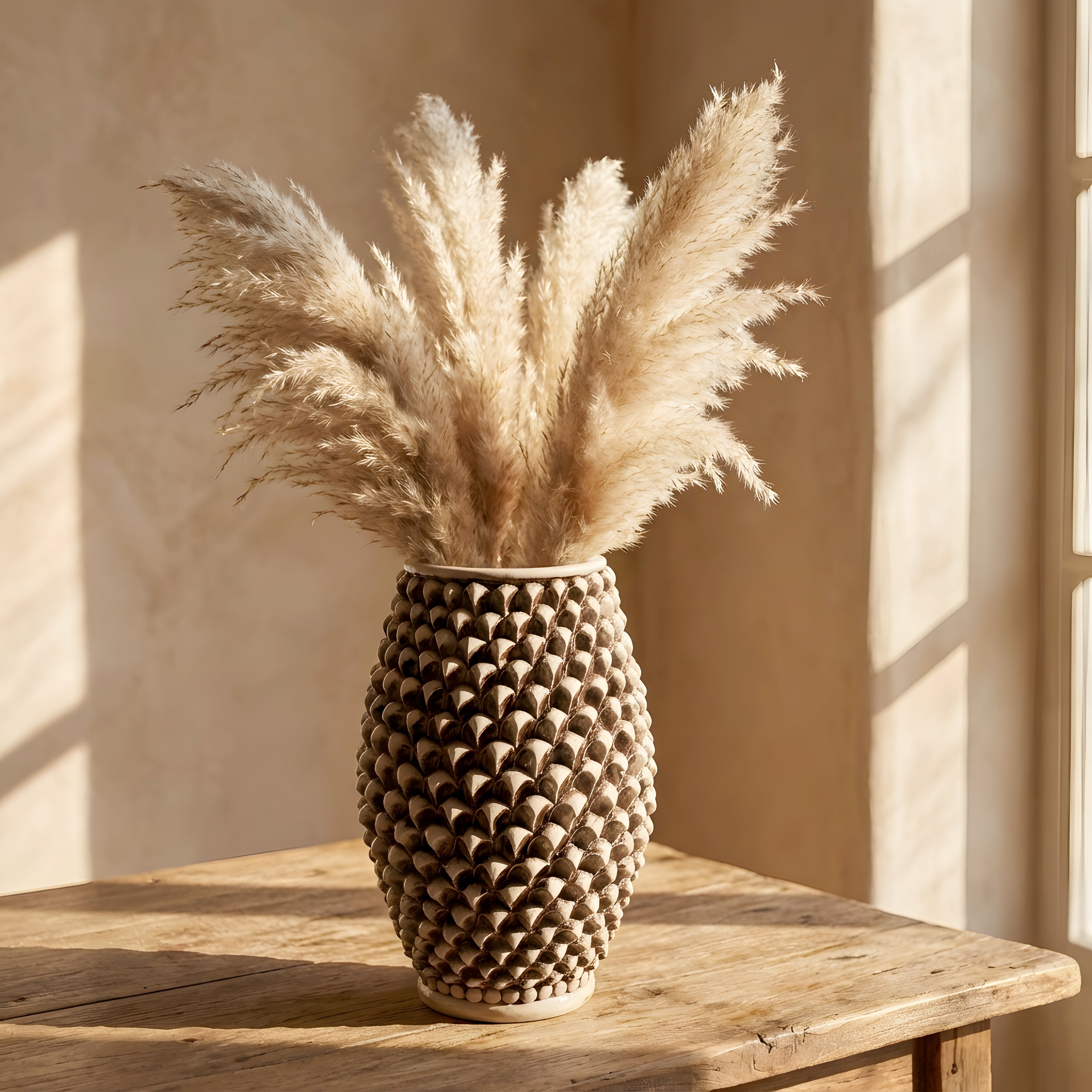 Vaso pigna di Caltagirone madreperla antichizzato modellata a mano