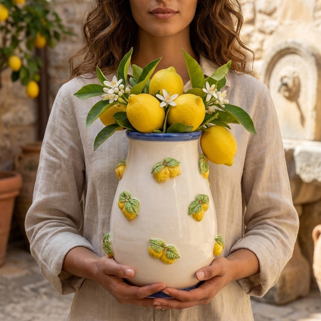 Italian Ceramic Vase – Sicilian majolica handcrafted in Caltagirone