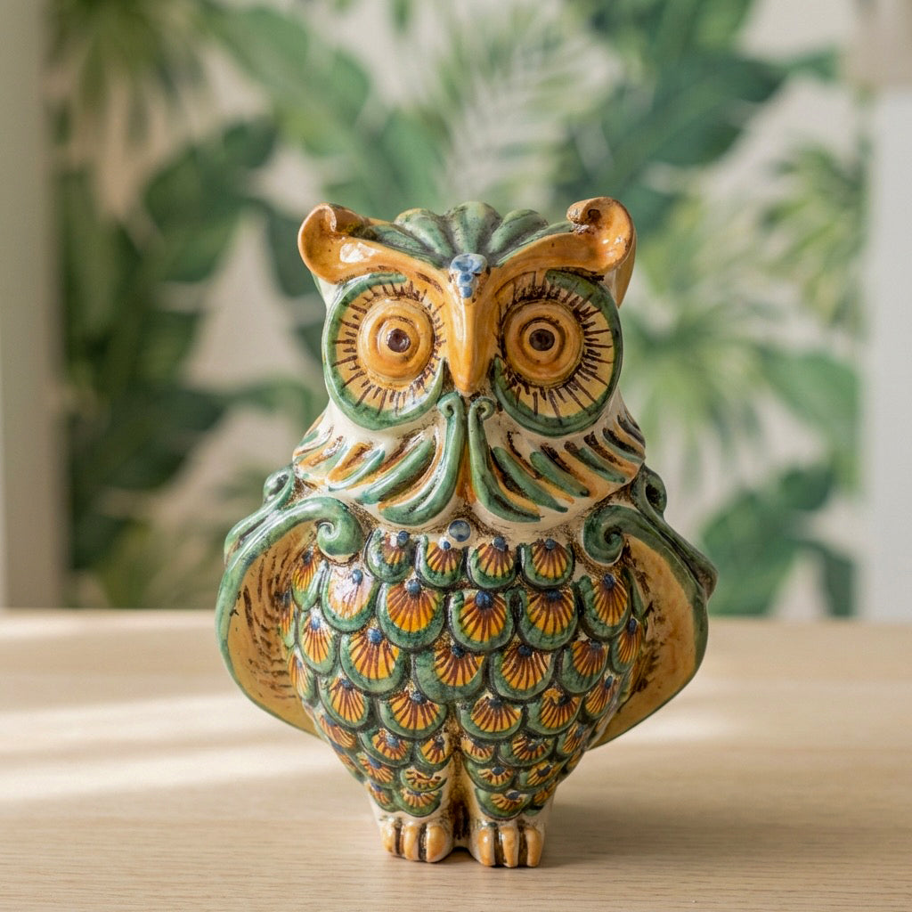 Owl in ceramics of Caltagirone - Artistic ceramics Sofia