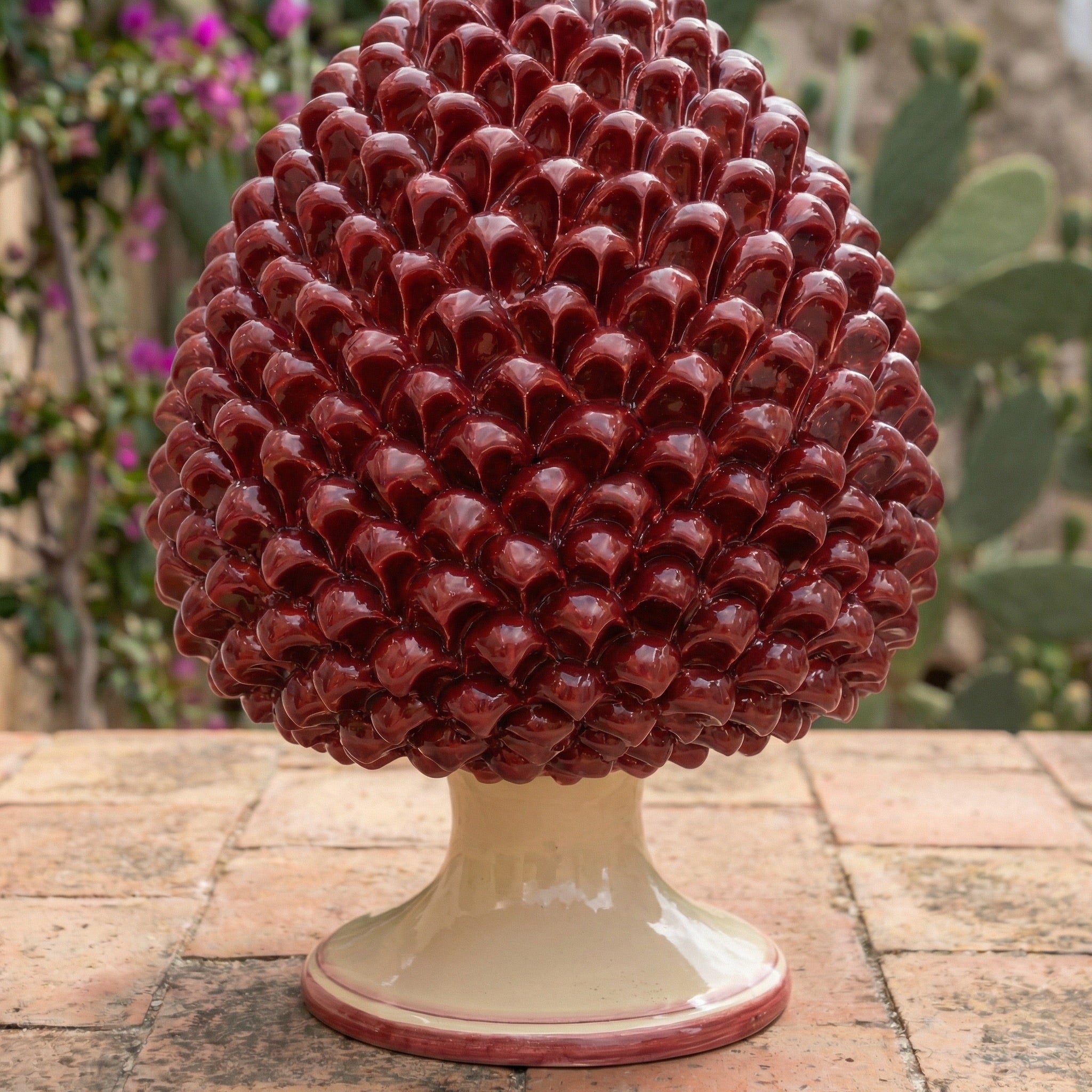 Artisan Pine Cone Monochrome Bordeaux - Caltagirone Sicily