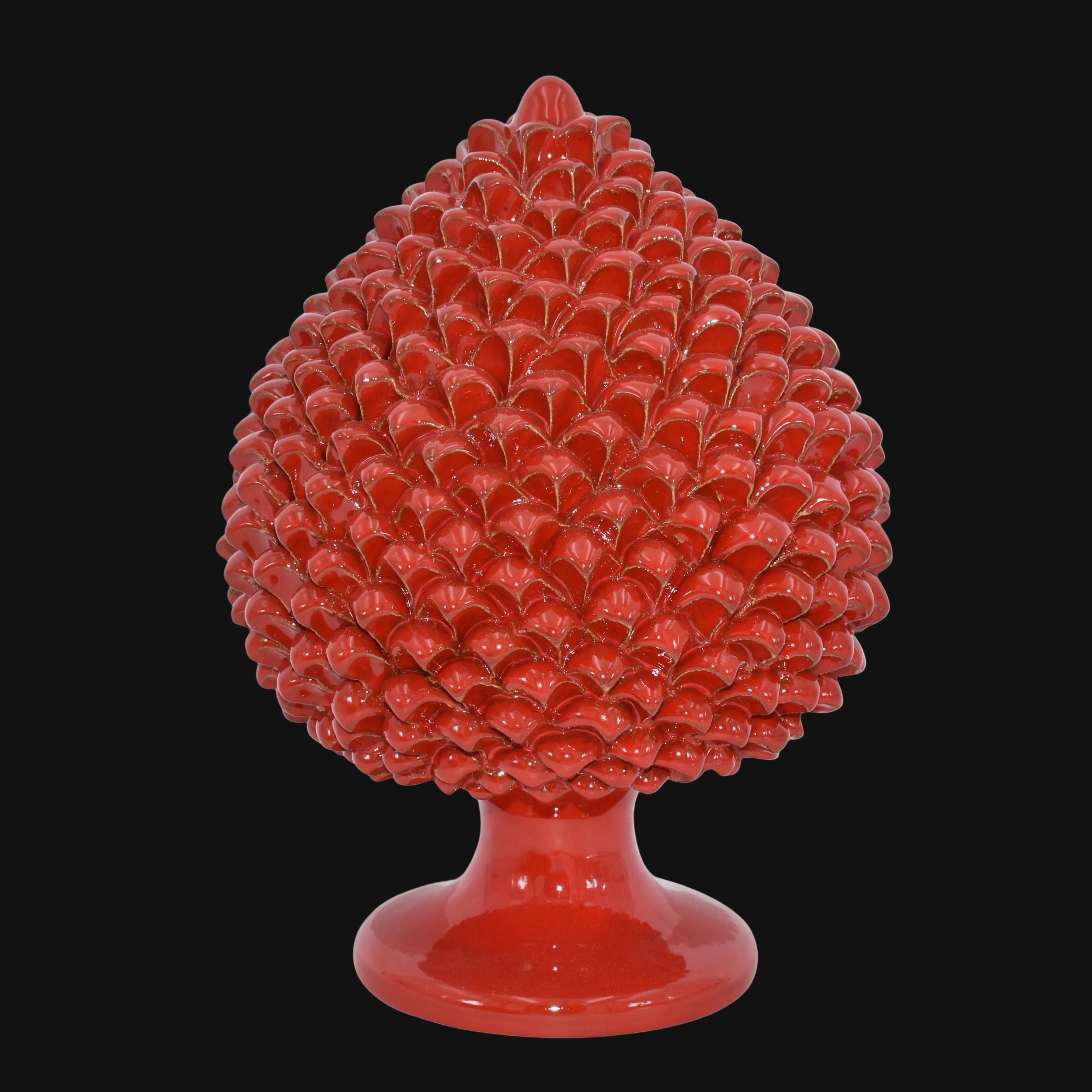 Caltagirone handmade pinecone modeled by hand height 25/40 in integral red