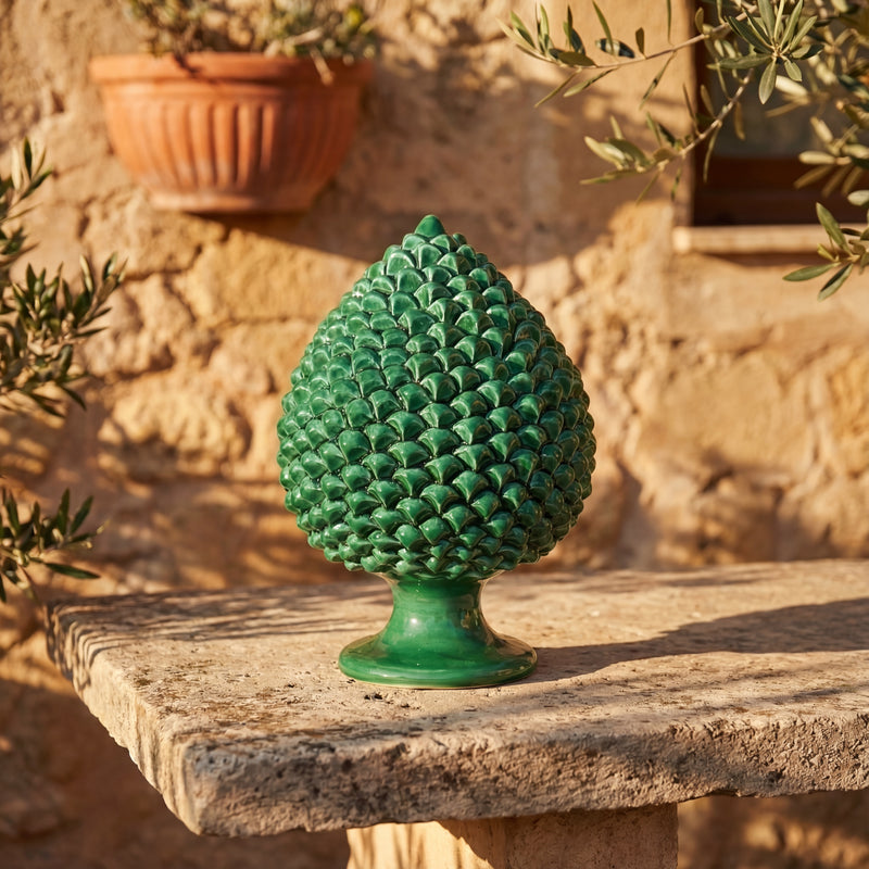 Artisan Pine Cone Emerald Green - Caltagirone Sicily