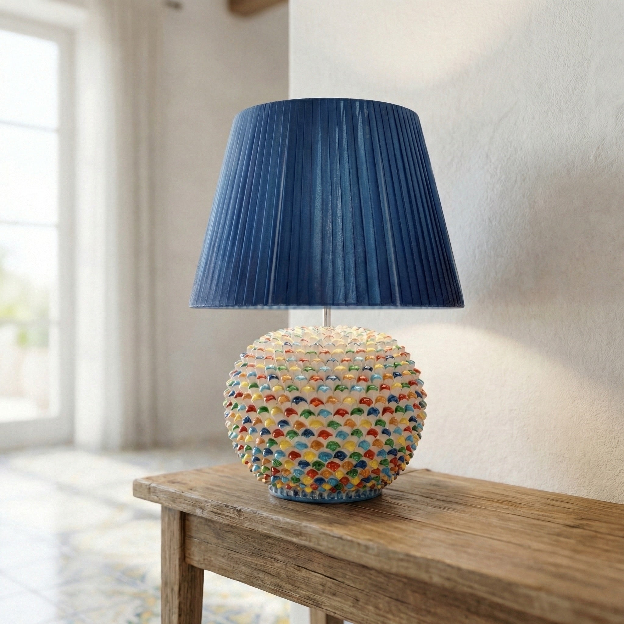 Ornamental light in ceramics of Caltagirone - Artistic ceramics Sofia