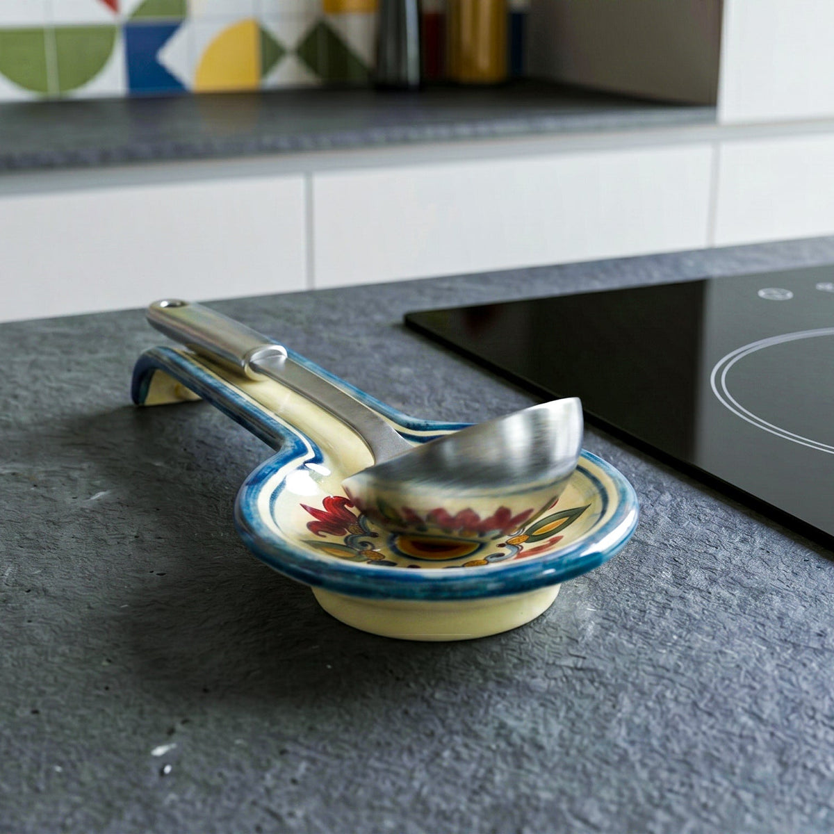 Spoon Rest 26×11 cm / 10¼×4¼" in Caltagirone Ceramic – Decoro Sicily | Guest Favor