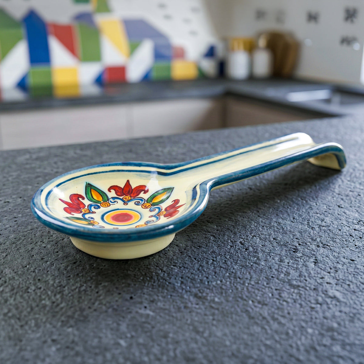 Spoon Rest 26×11 cm / 10¼×4¼" in Caltagirone Ceramic – Decoro Sicily | Guest Favor