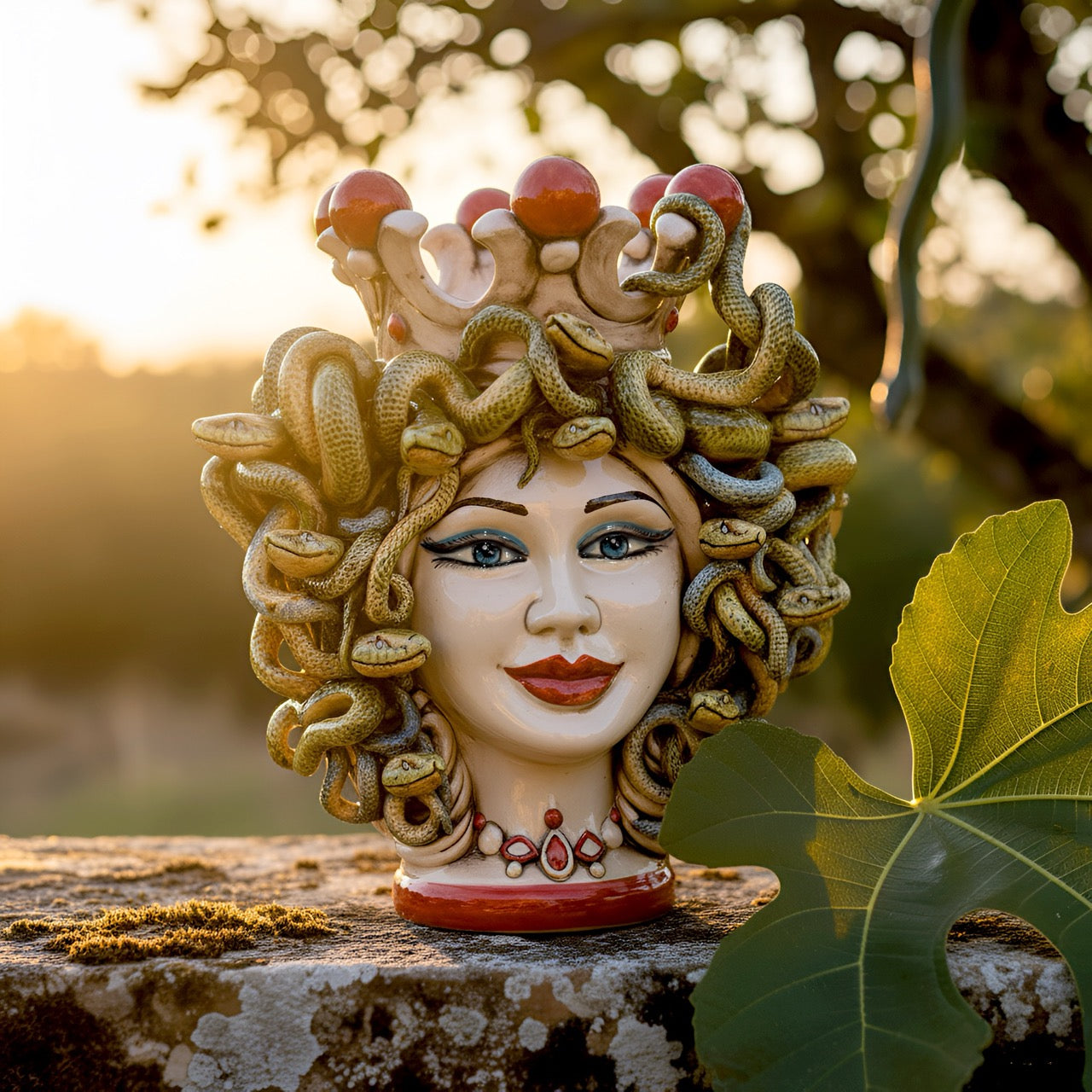 Head h 25 turban jellyfish mother of pearl colored red beads