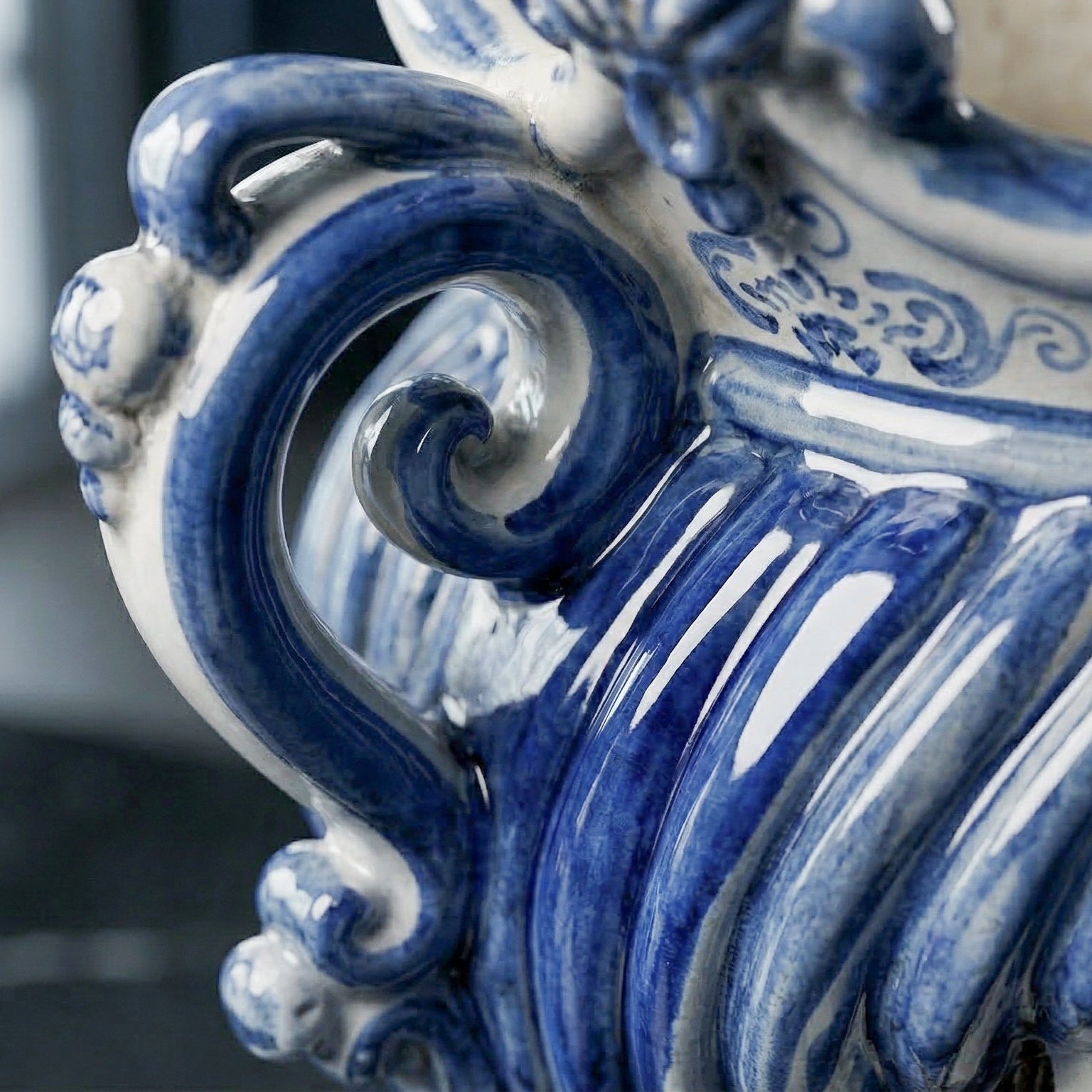 Moor's Head Vase Candle Holder H 25 cm / 9.8", Woman, Mono Blue – Testa di Moro from Caltagirone, Sicily