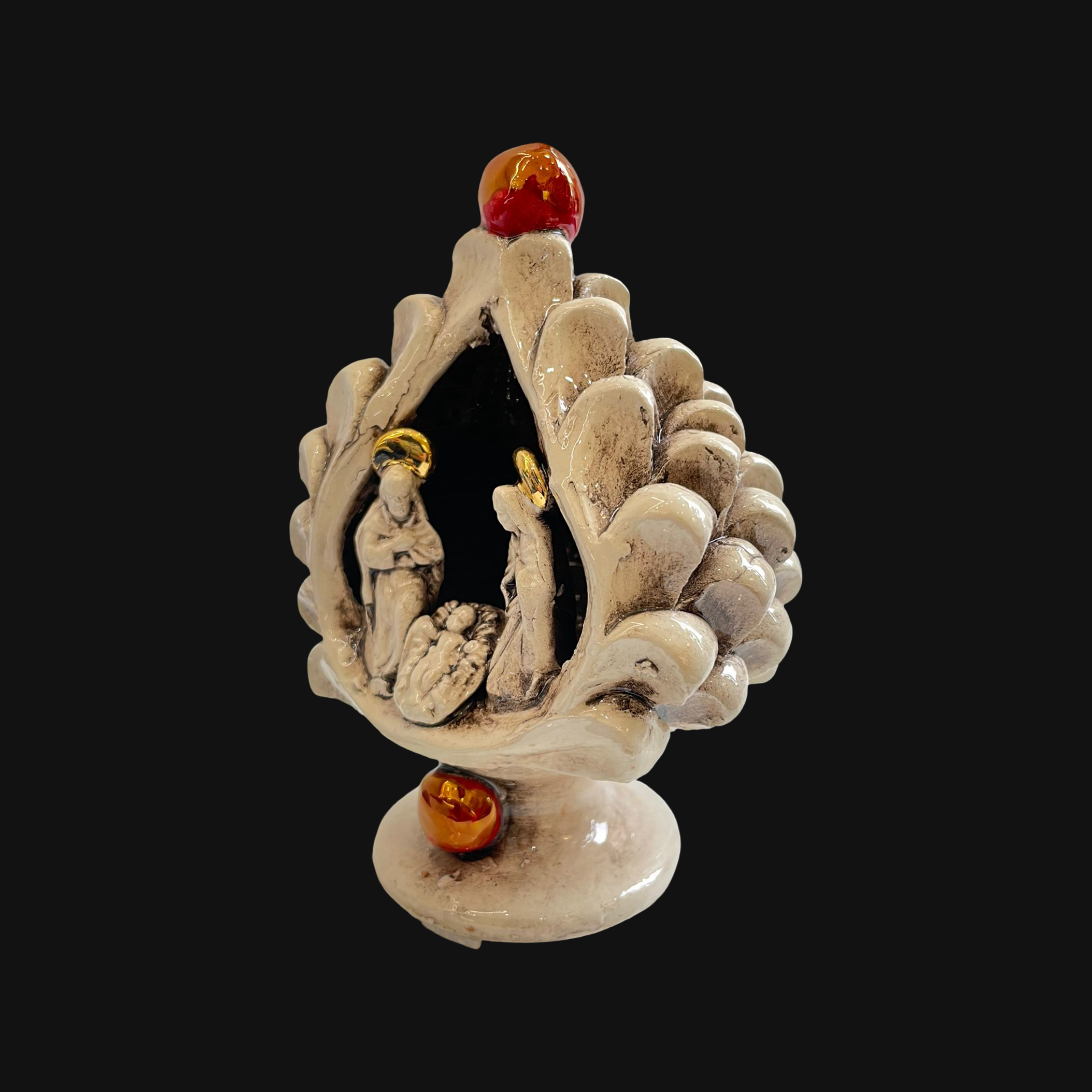 Natività a pigna h 12 Madreperla Antichizzato