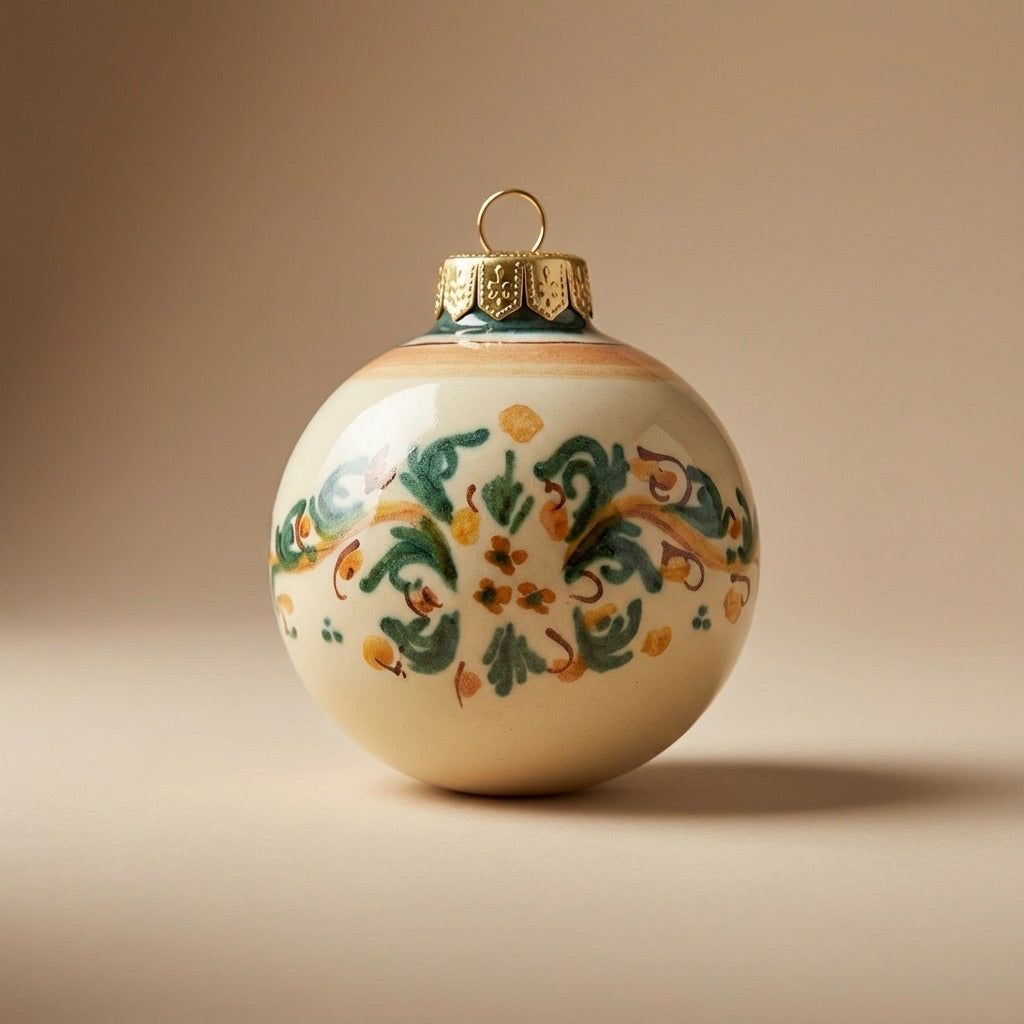 Christmas ball Ø 8 green orange - Christmas in Caltagirone