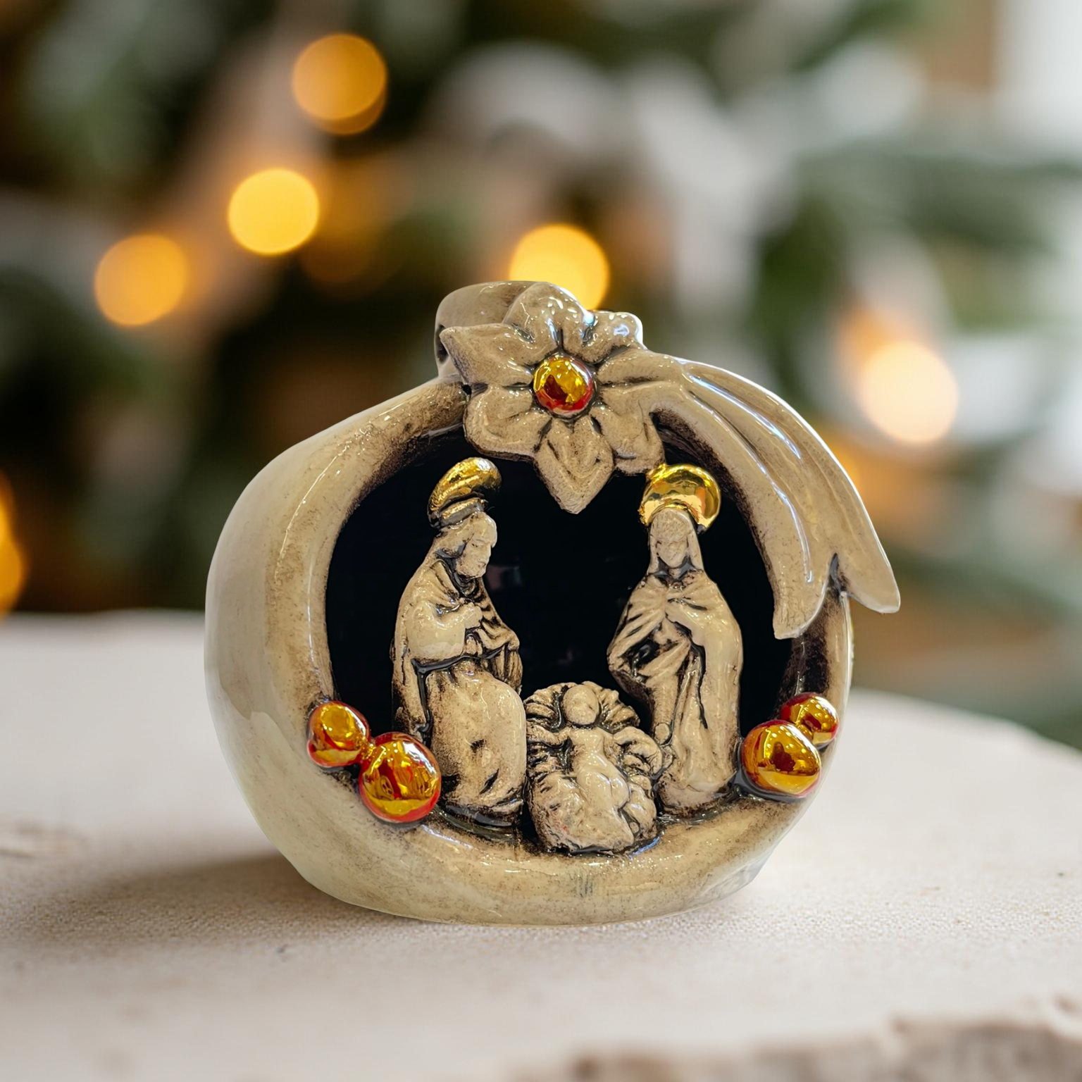 Natività mini pallina h 10 Madreperla Oro e Lustri