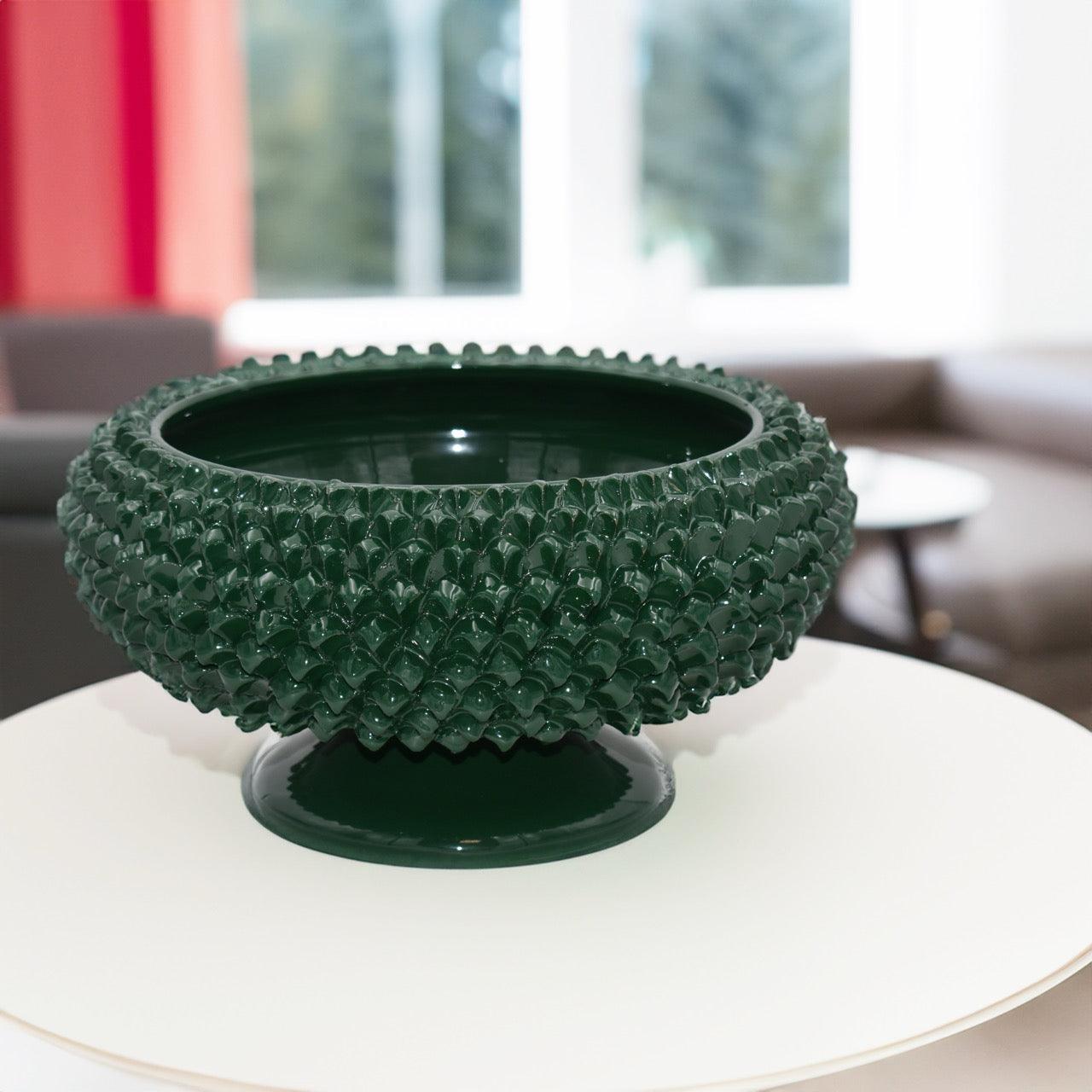 Alzata a Pigna di Caltagirone modellata a mano Verde Antico - Ceramiche di Caltagirone Sofia