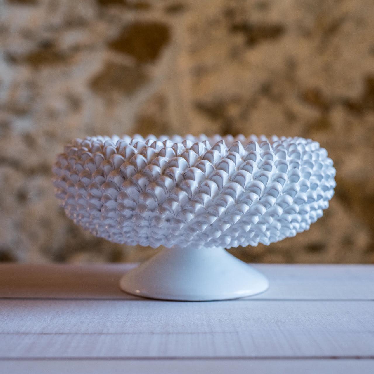 Alzata a Pigna diam. 25/33 cm White Line in ceramica di Caltagirone - Ceramiche di Caltagirone Sofia