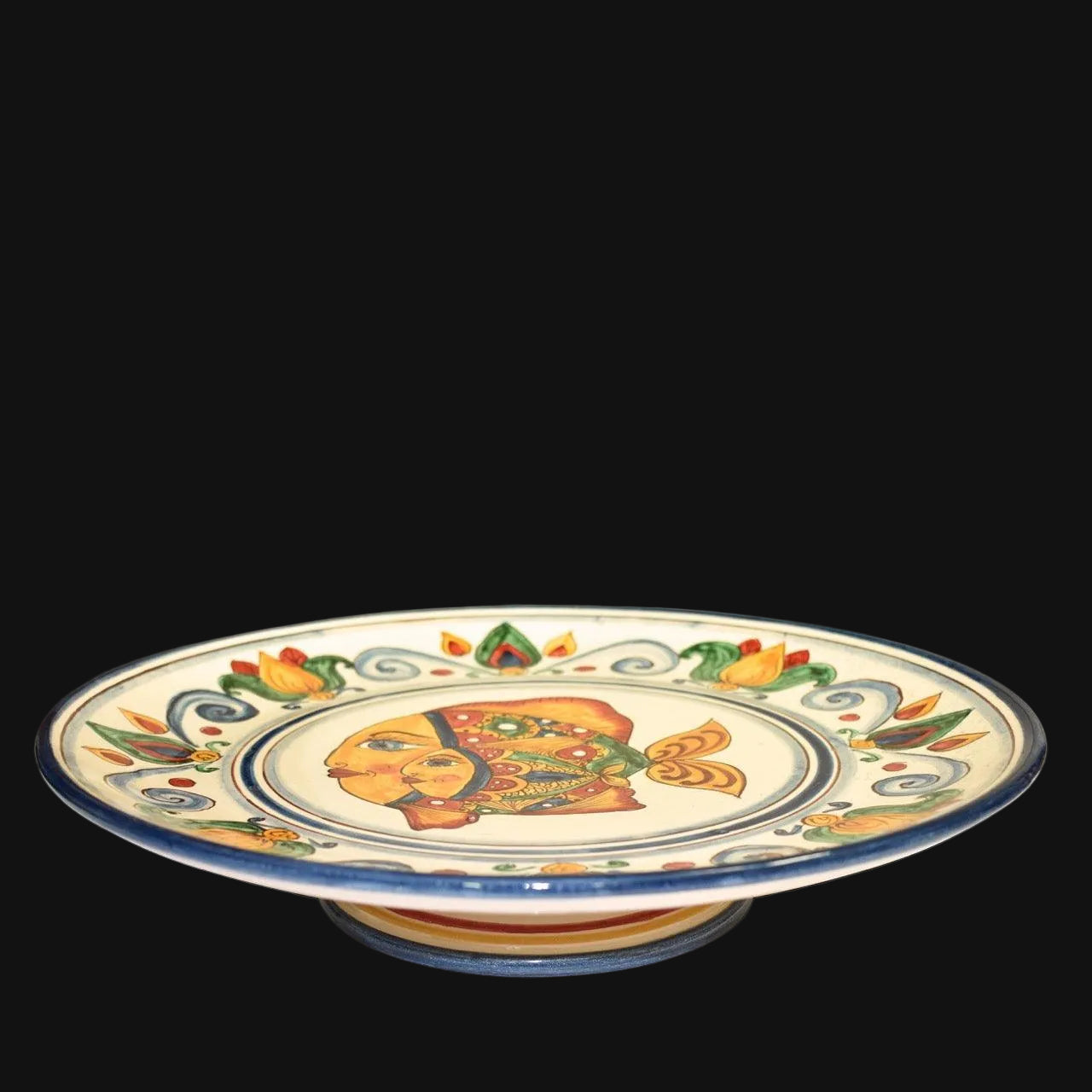 Alzata s/manici Ø 35 cm decoro pesci in ceramica artistica - Ceramiche di Caltagirone Sofia
