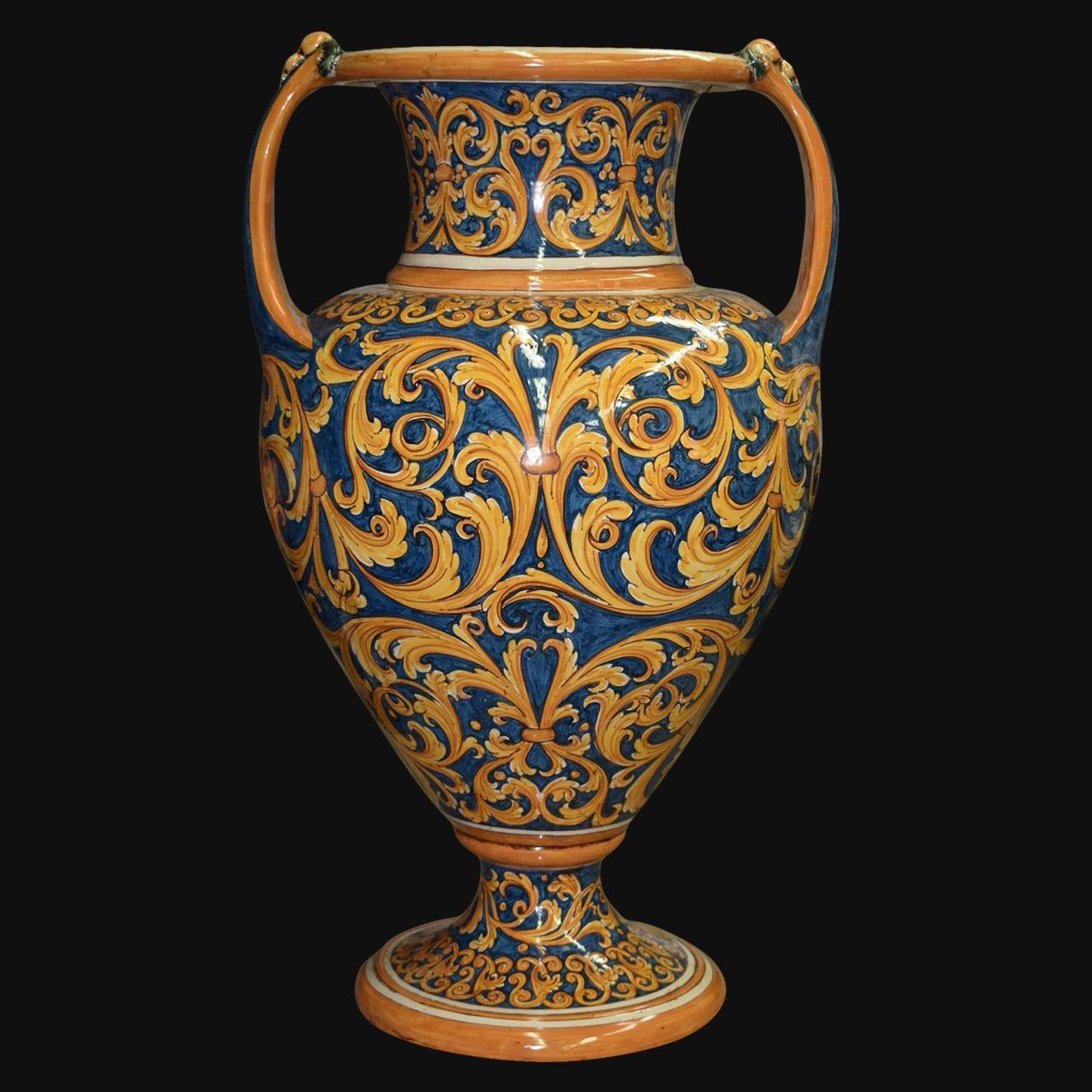Anfora h 90 c/stemma nobiliare ornato fondo blu in serie limitata - Ceramiche di Caltagirone Sofia