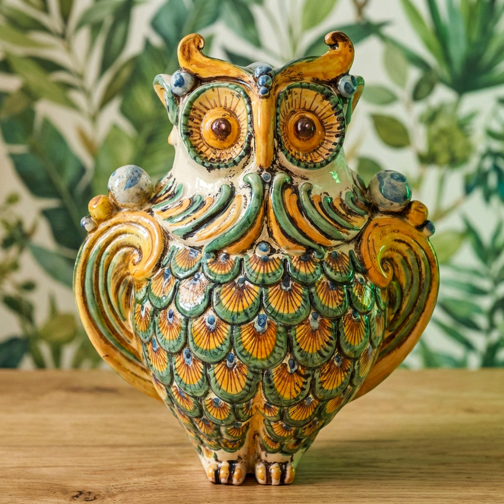 Owl in ceramics of Caltagirone - Artistic ceramics Sofia