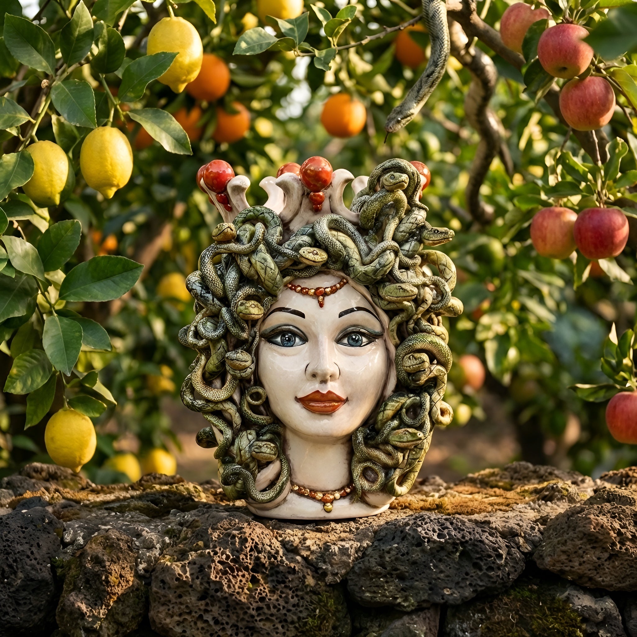 Head h 38 mother of pearl medusa antique gold lustres w/gold lips expression