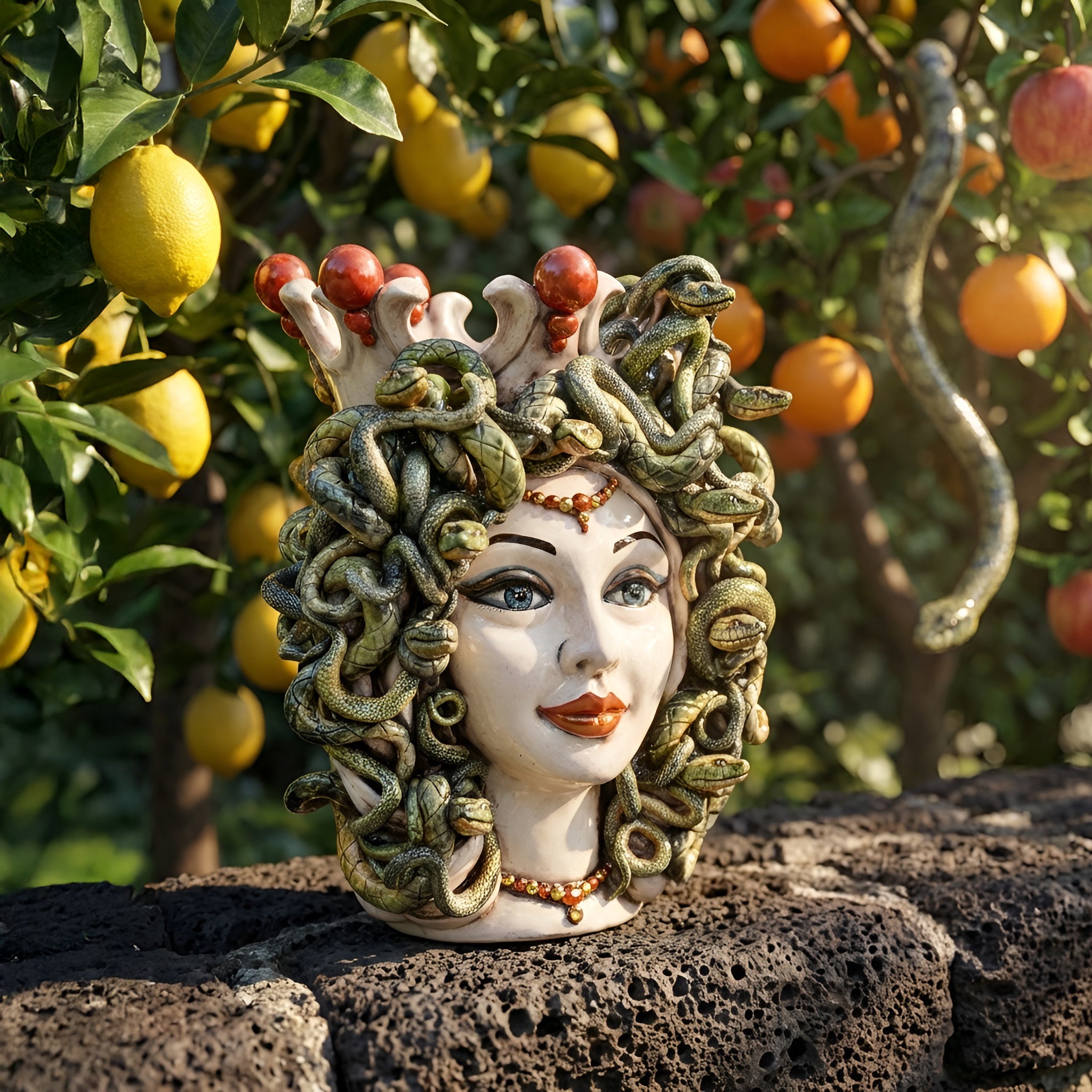 Head h 38 mother of pearl medusa antique gold lustres w/gold lips expression