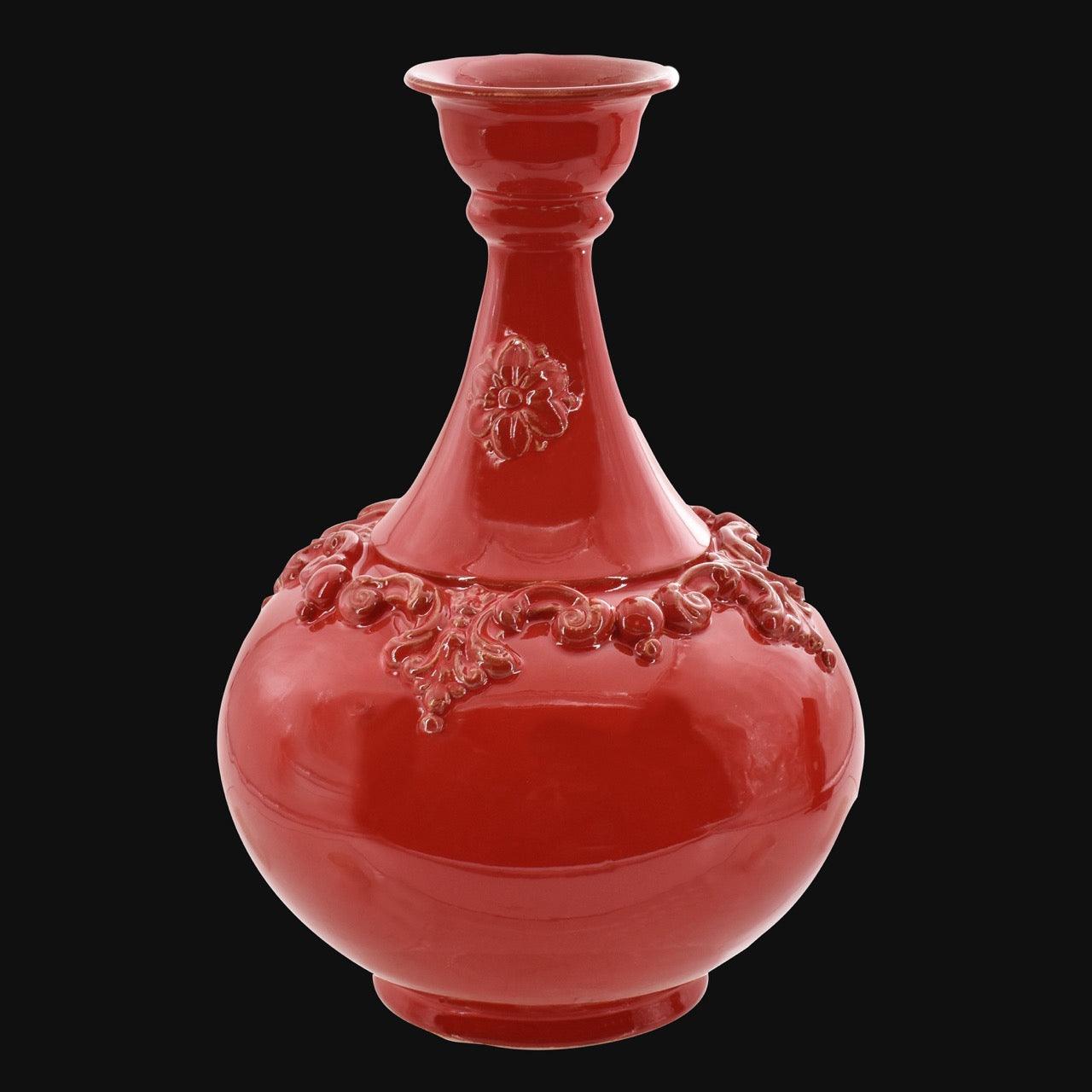 Bottiglia h 30 cm Plastico Sofia Rosso Fuoco - Ceramiche di Caltagirone Sofia