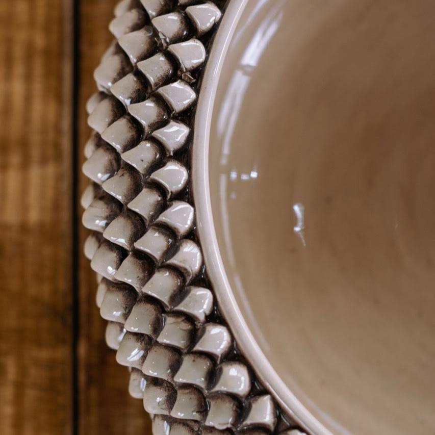 Centrotavola a Pigna di Caltagirone modellata a mano Madreperla Antichizzato - Ceramiche di Caltagirone Sofia