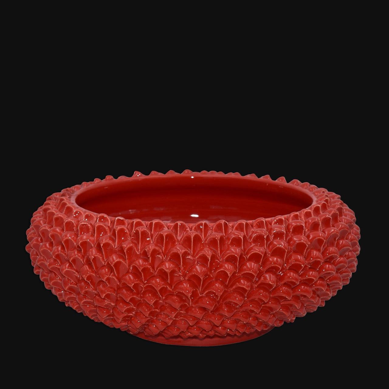 Centrotavola a Pigna diam. 25/33 cm Rosso Fuoco in ceramica di Caltagirone - Ceramiche di Caltagirone Sofia