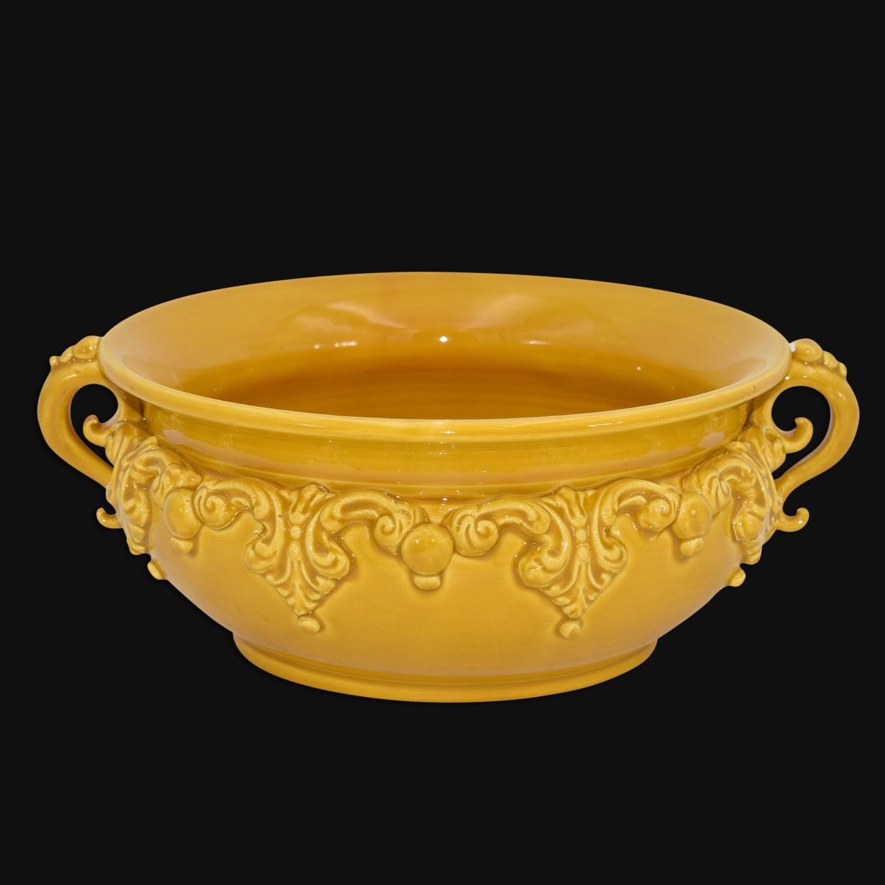 Centrotavola in ceramica Ø 30/Ø 40 senape - Ceramiche artistiche di Caltagirone - Ceramiche di Caltagirone Sofia